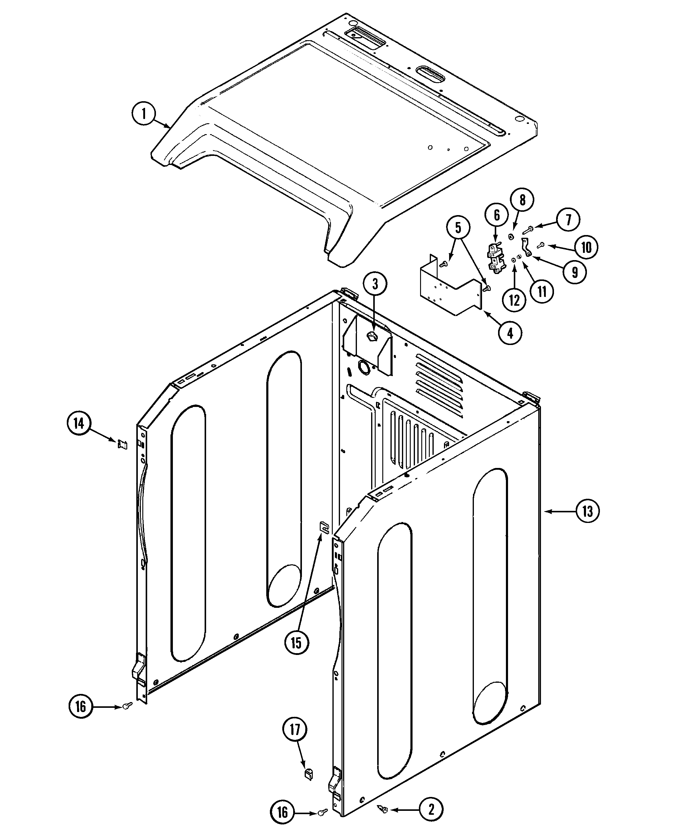 Maytag MDE9557AYW cabinet (mde) diagram