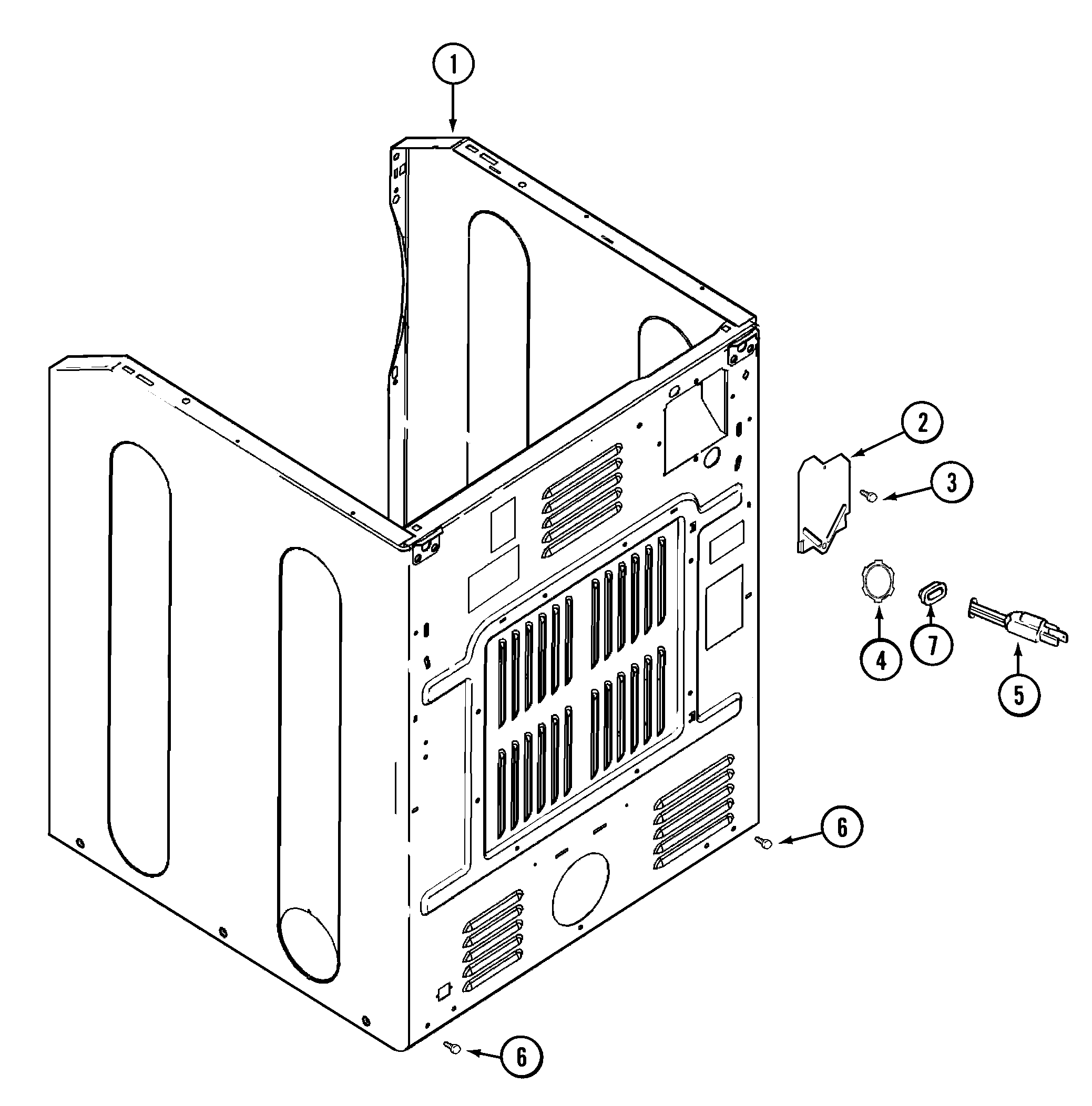 Maytag MDE9557AYW cabinet-rear (mdg) diagram
