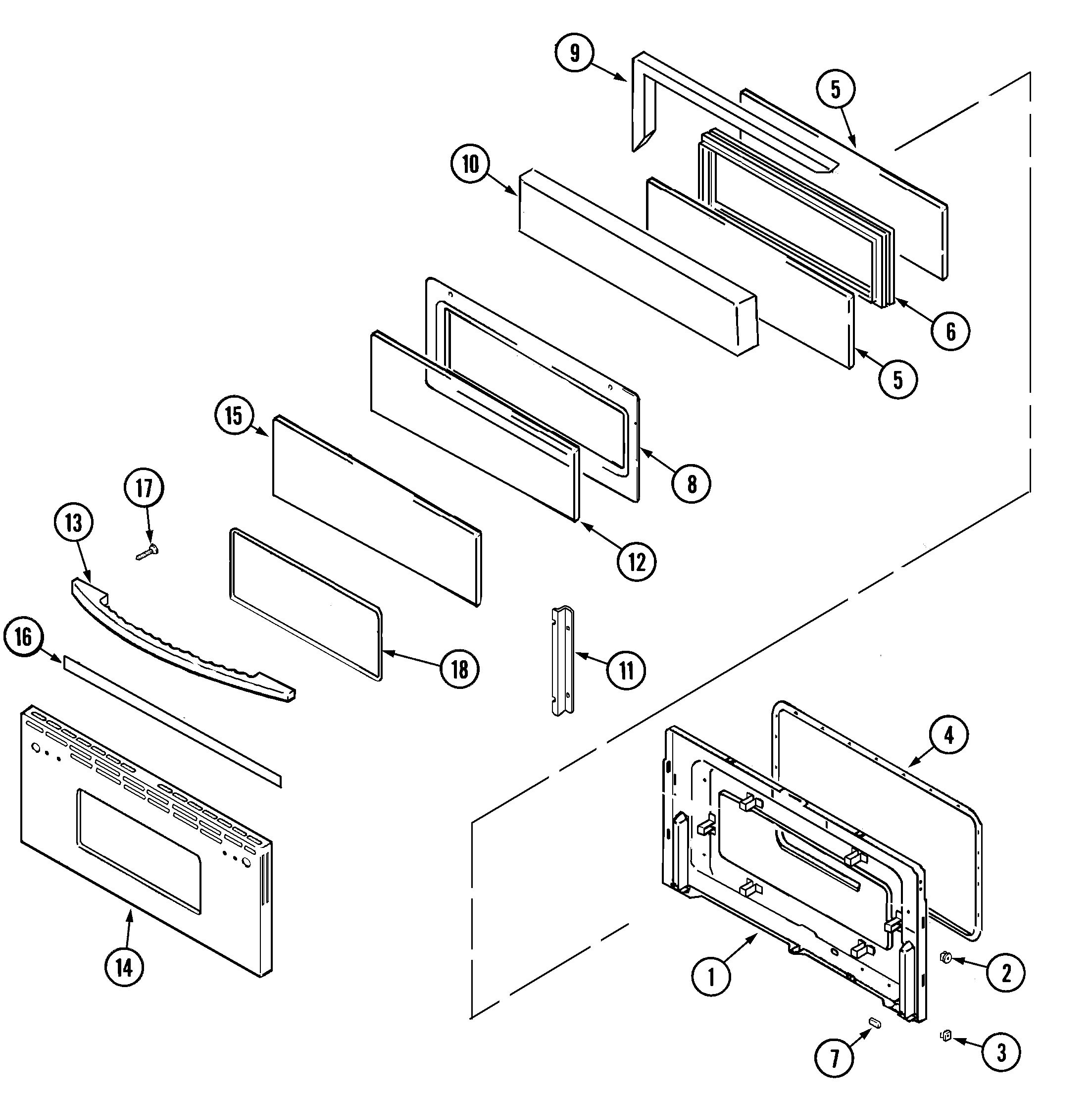 Maytag MER6772BAS door (upper-bac/bas) diagram