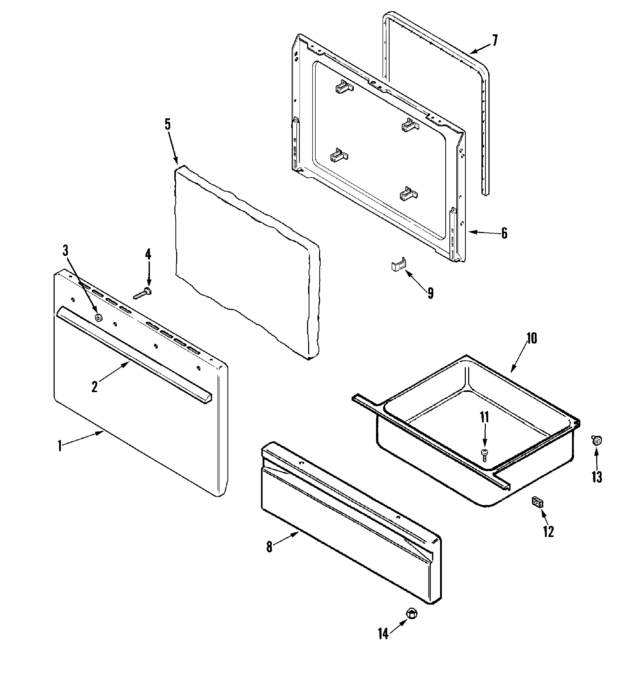 Admiral AER1110BAH door/drawer diagram