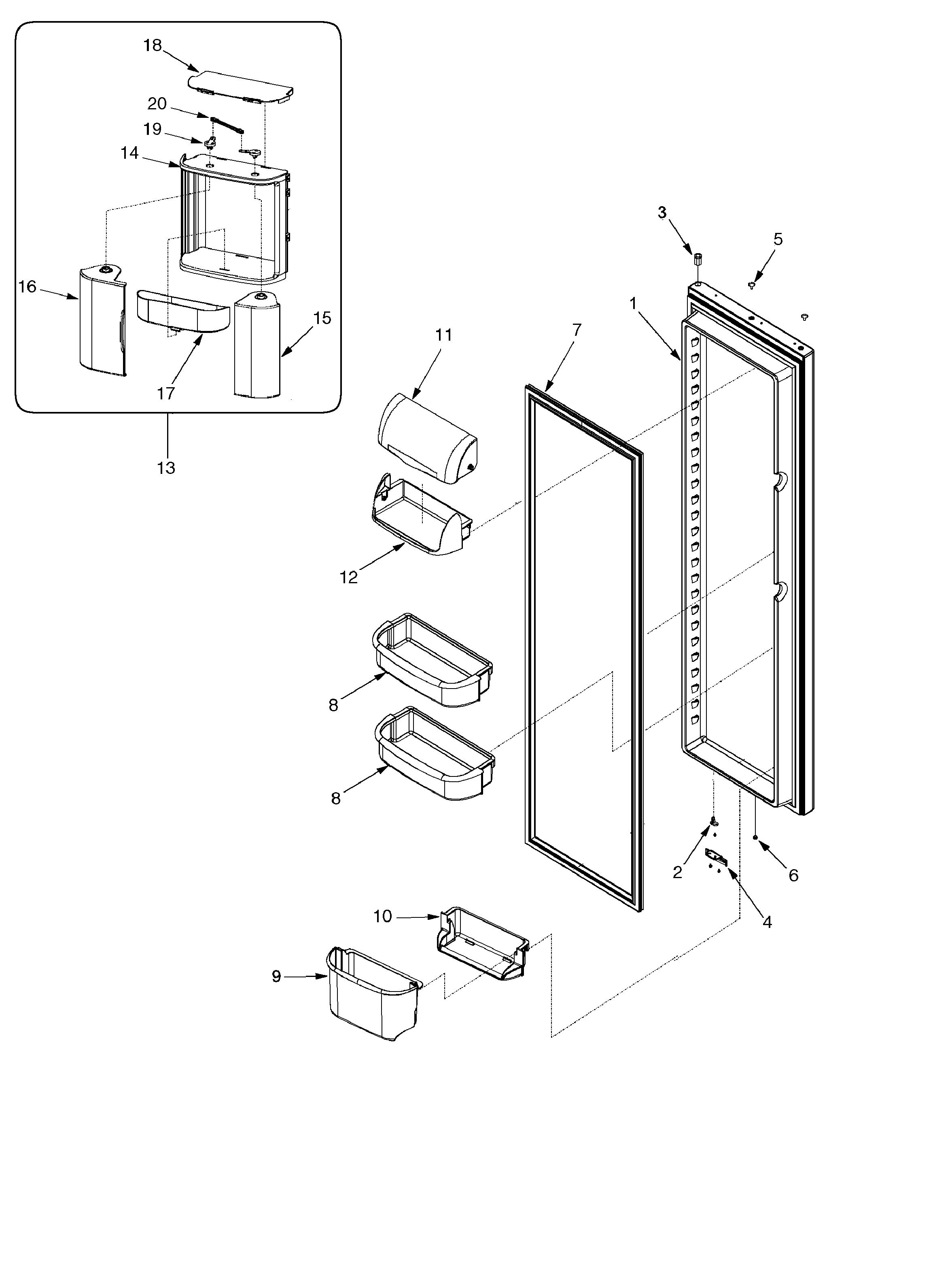 Amana ARSE67RBC-PARSE67RBC1 refrigerator door diagram
