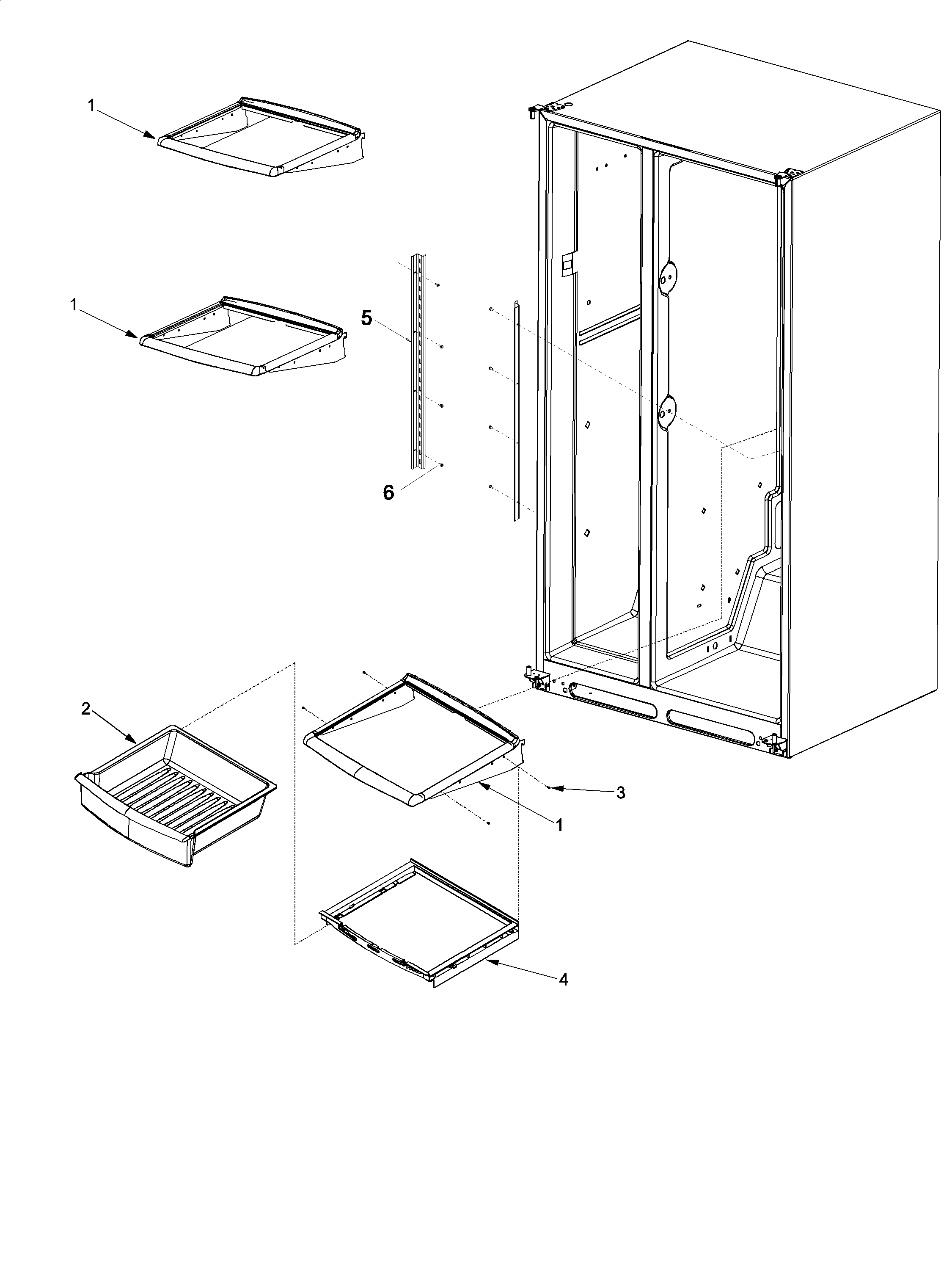 Amana ARSE67RBC-PARSE67RBC1 deli and ref shelf diagram