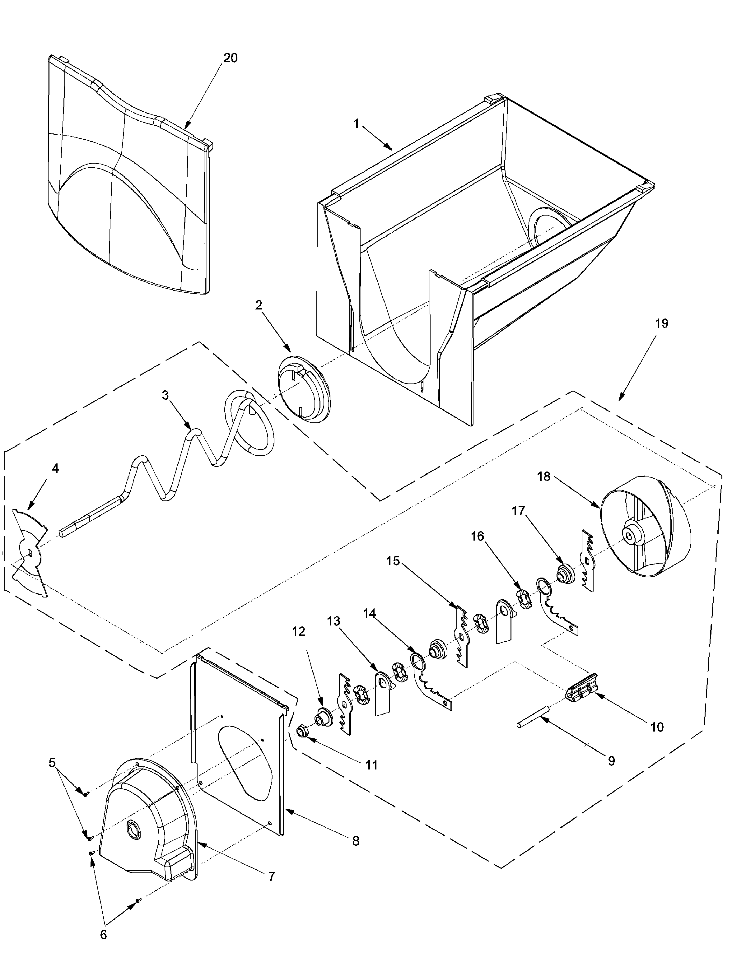 Amana ARSE67RBC-PARSE67RBC1 ice bucket assy diagram