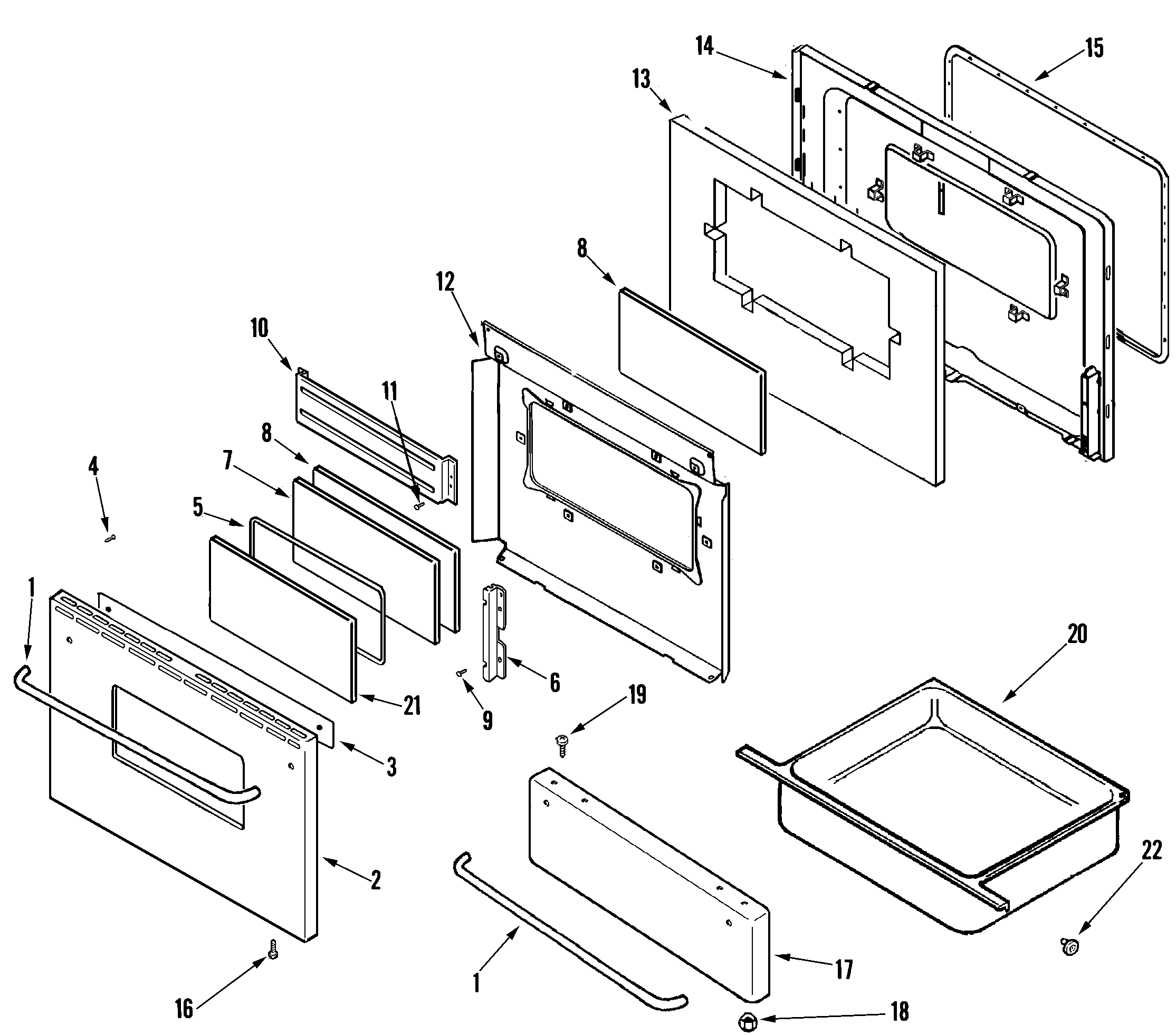 Admiral LER3725AAC door/drawer diagram