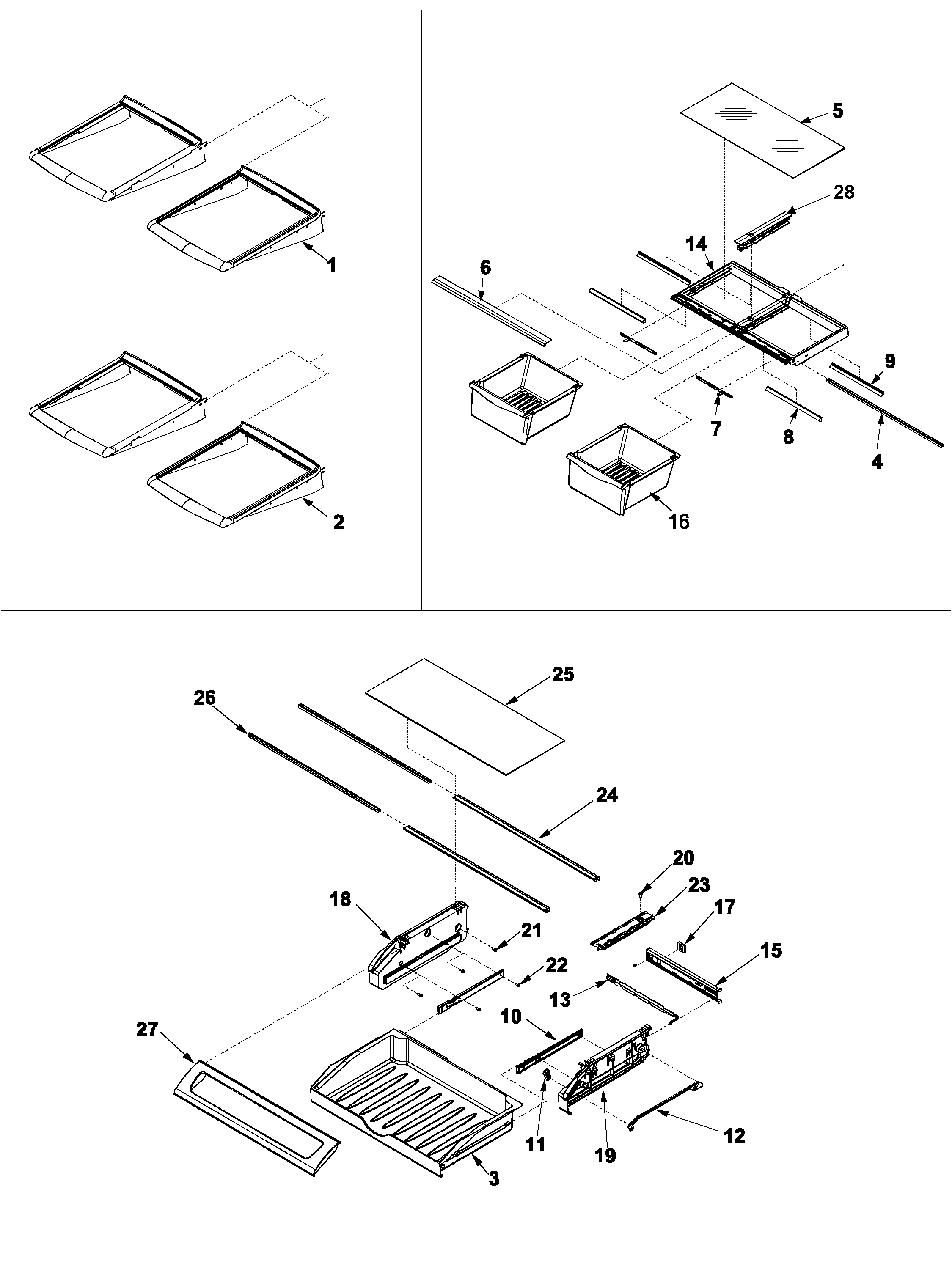 Kenmore 59673502300 refrigerator shelving diagram