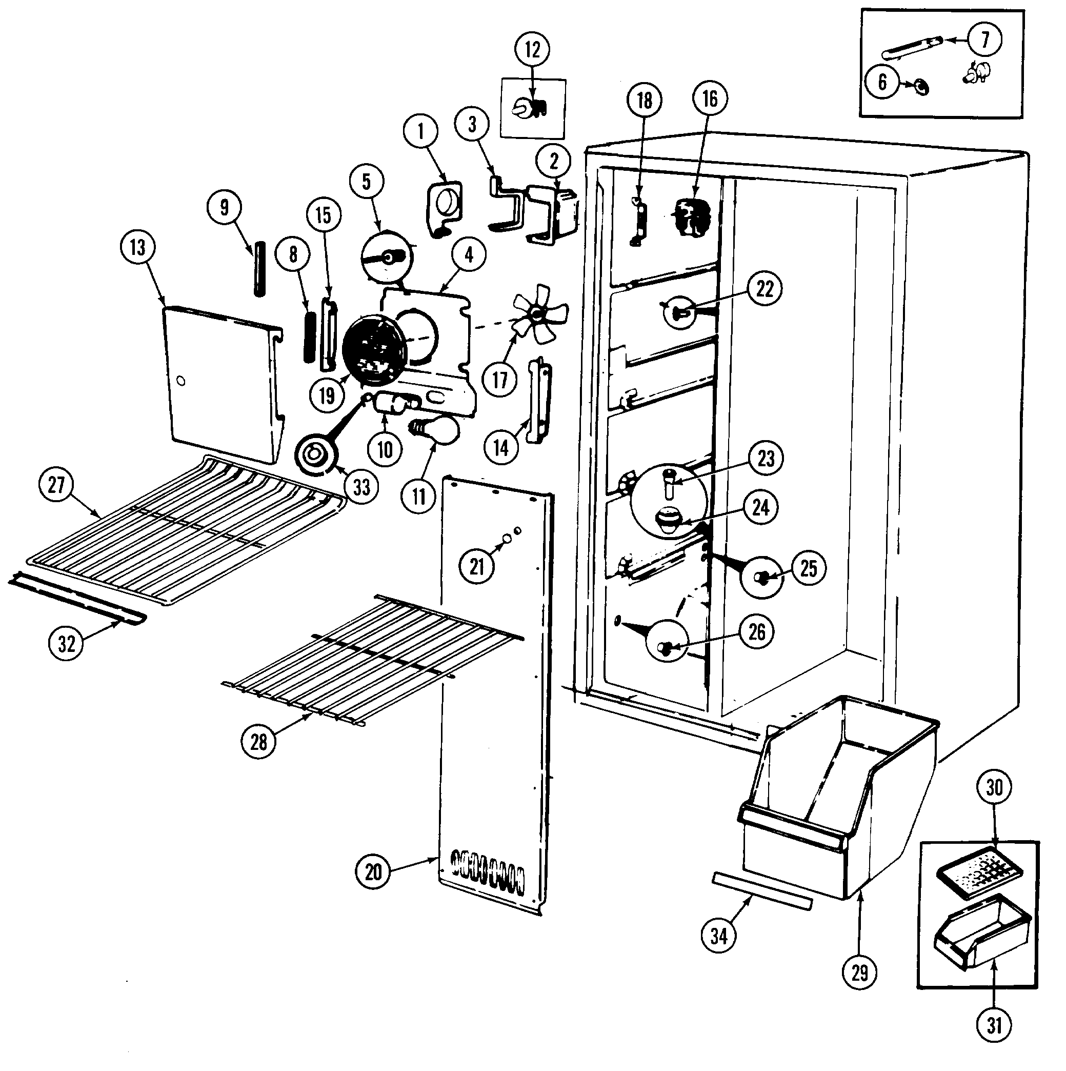 Crosley CS20Y6W freezer compartment diagram