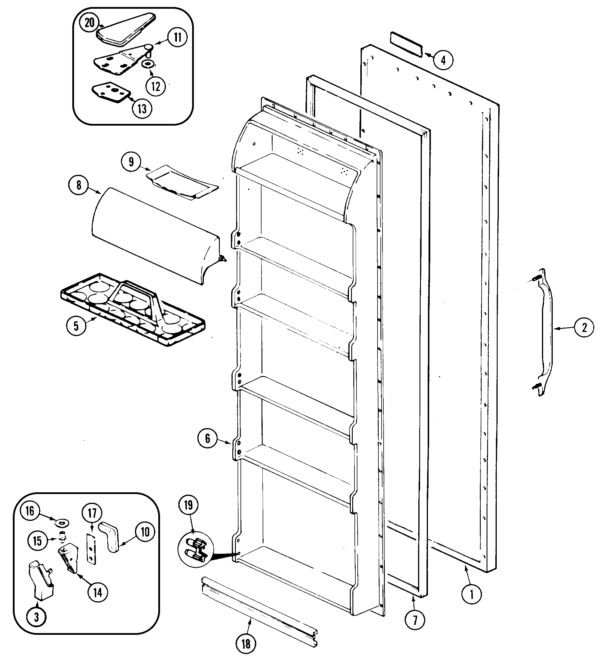 Crosley CS20Y6W fresh food door diagram