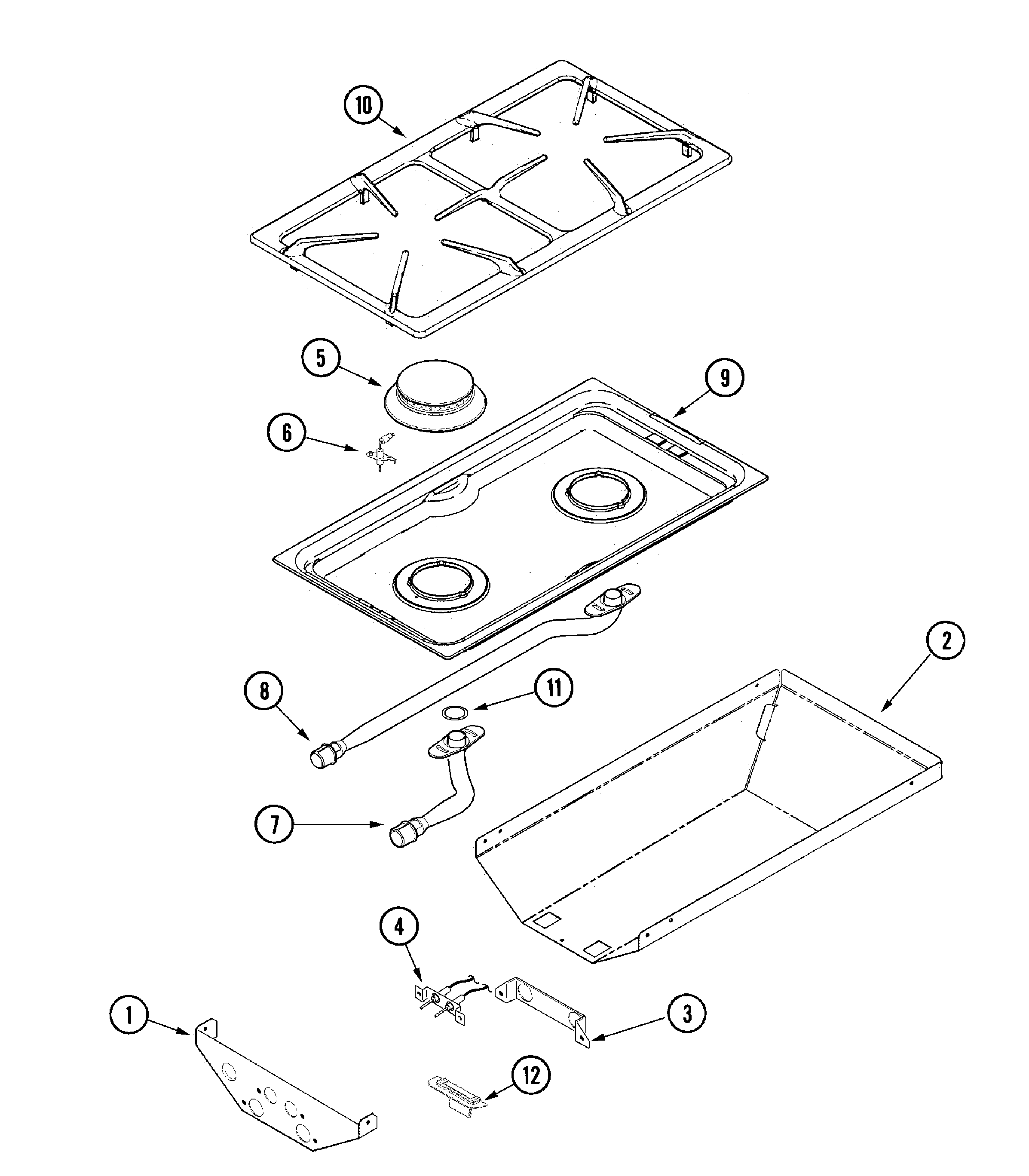Jenn-Air JGA8100ADW sealed burner cartridge diagram
