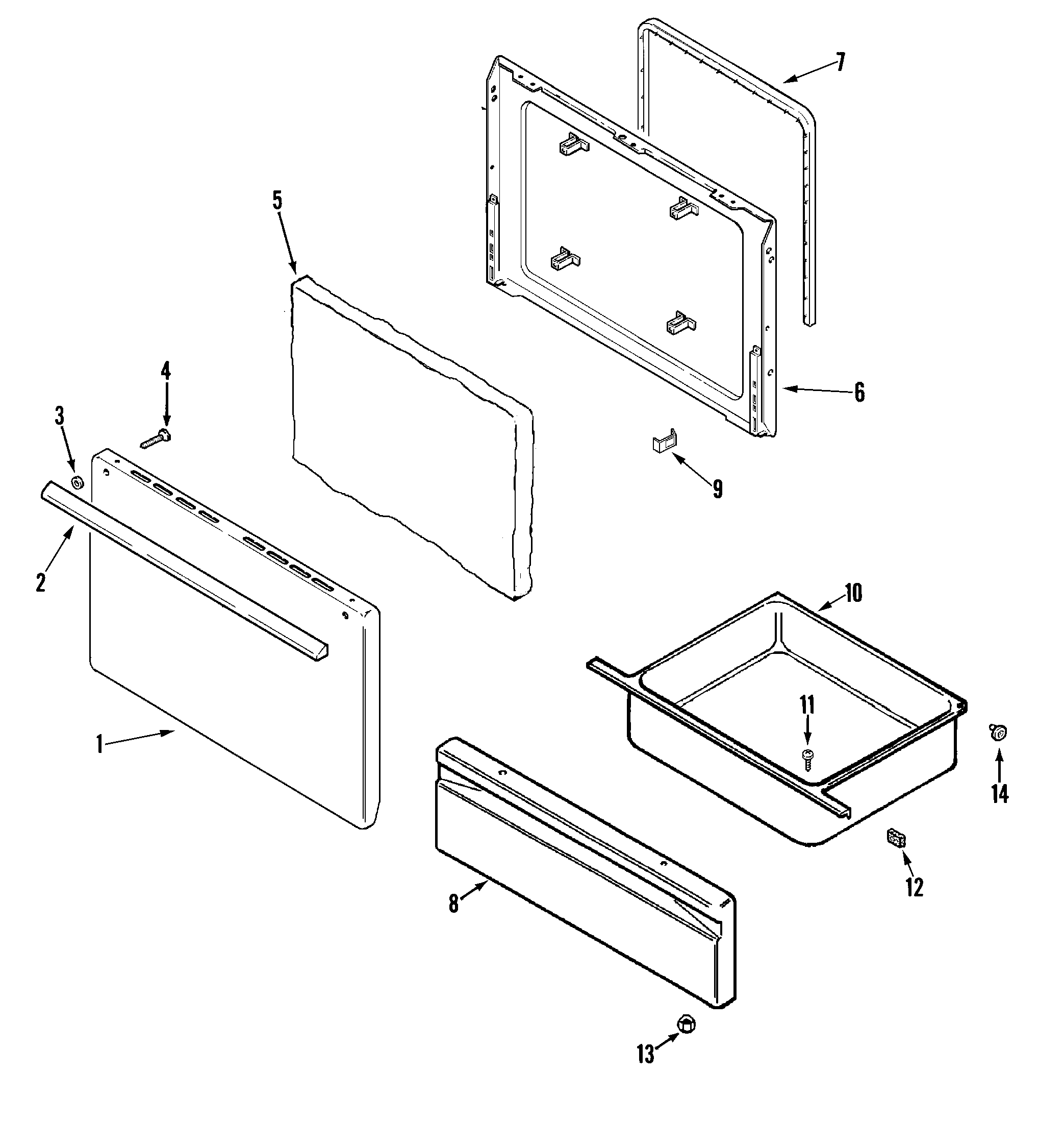Magic Chef CER1140AAA door/drawer diagram