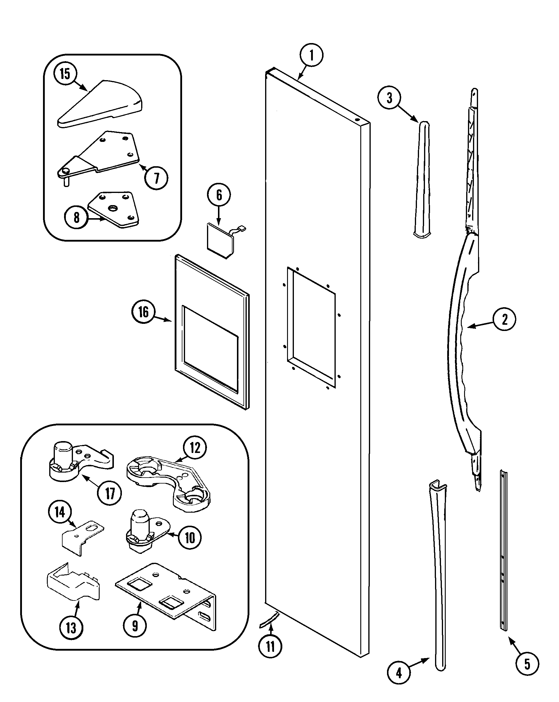 Maytag MSD2756GEW freezer outer door (msd2756geb/q/w) diagram