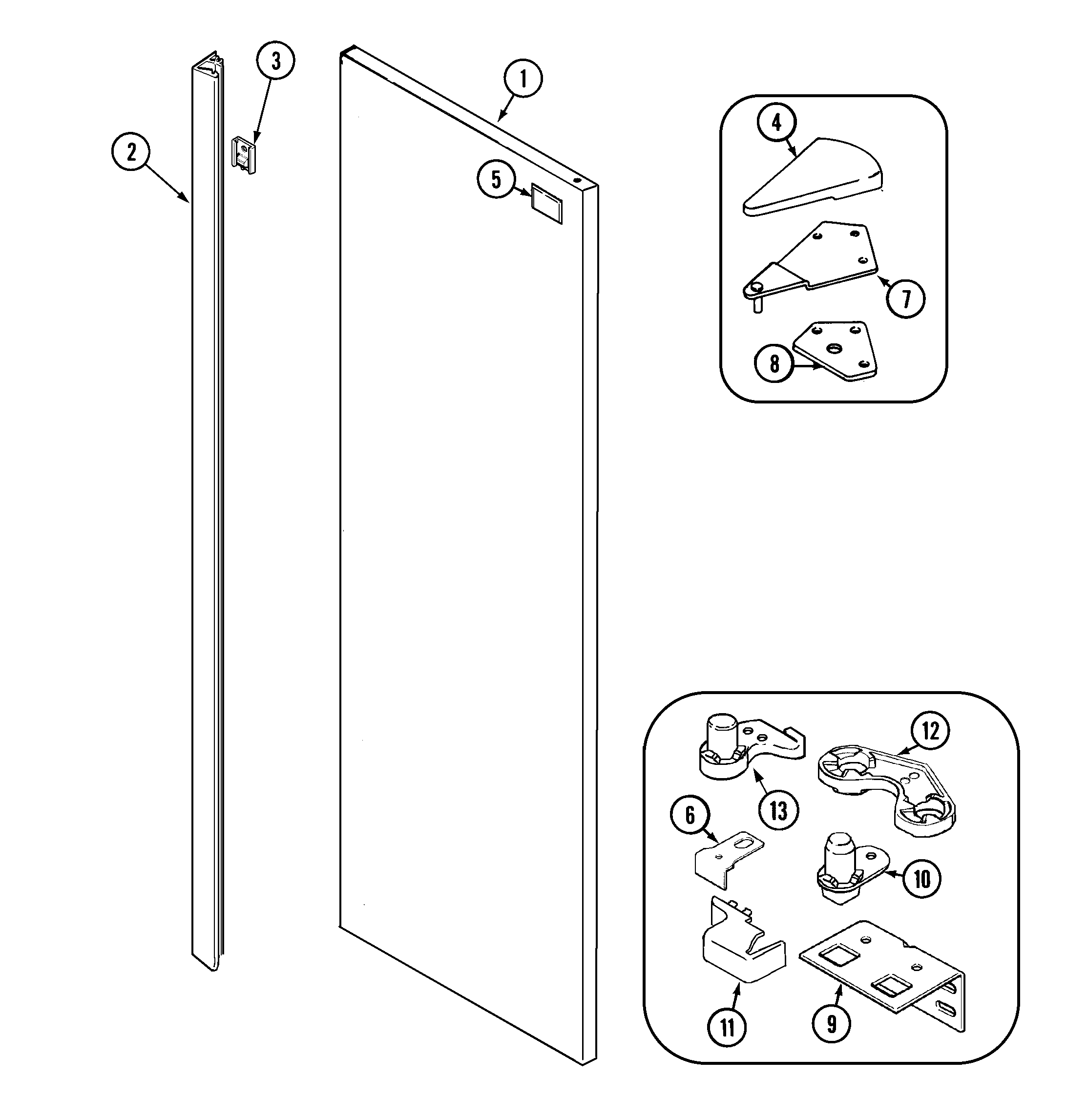 Maytag MSD2756GES fresh food outer door (msd2756ges) diagram