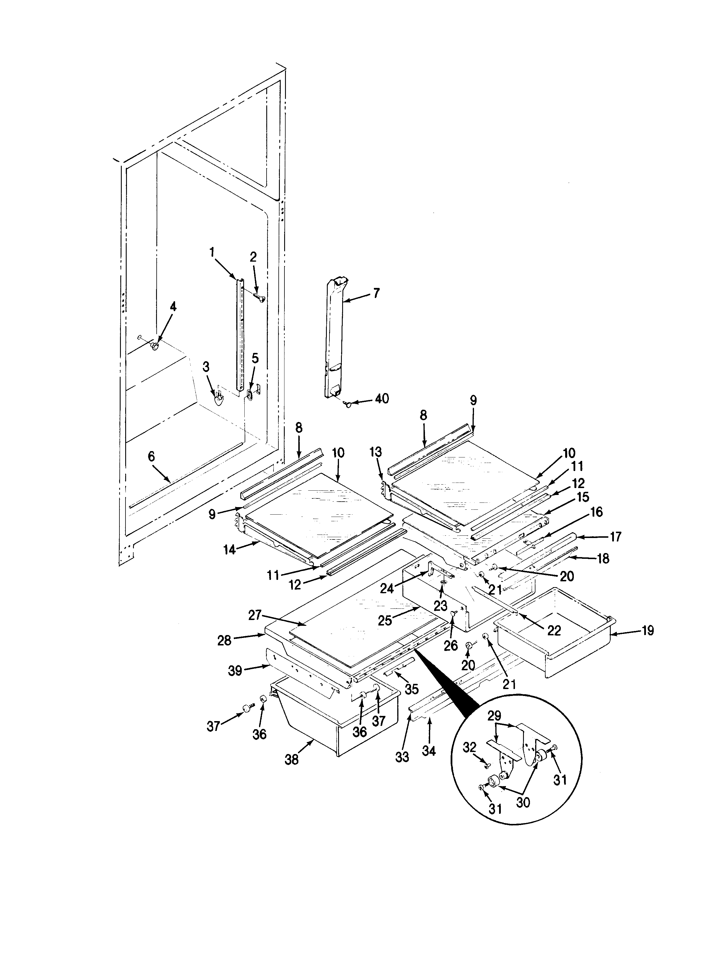 Maytag RTD21A-AH71B shelves & accessories diagram