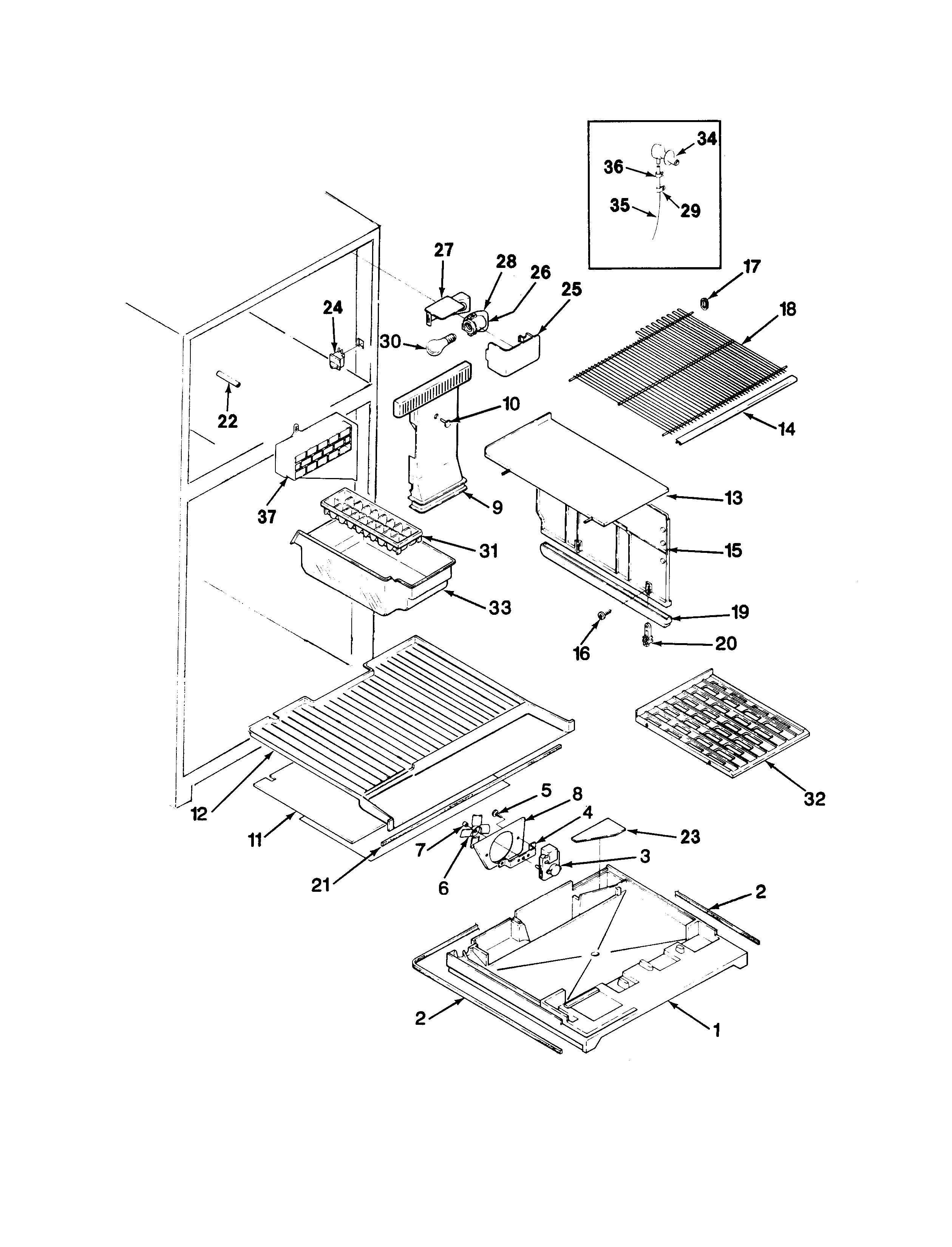 Maytag RTD21A-AH71B freezer compartment diagram