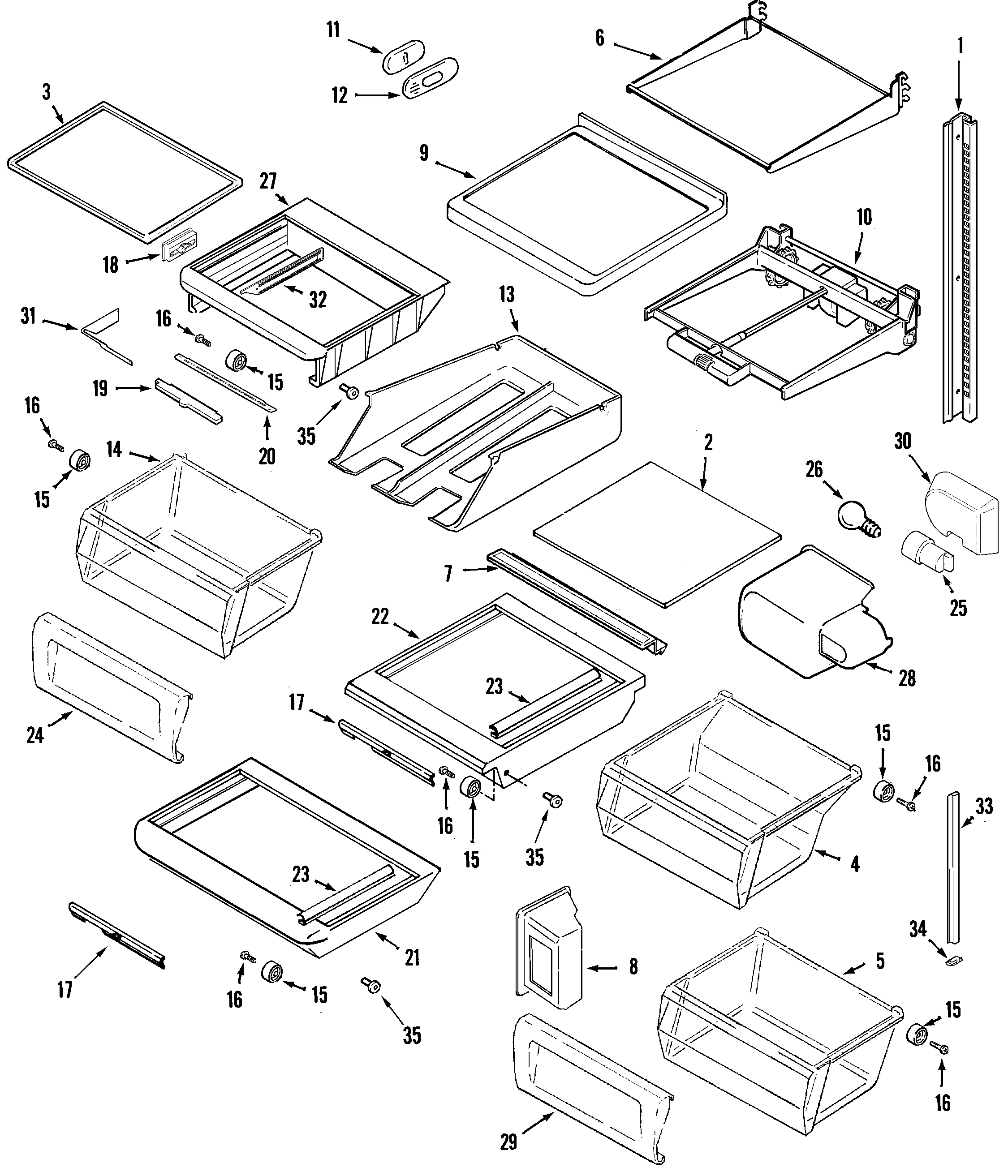 Maytag GS2727EAD1 shelves & accessories diagram