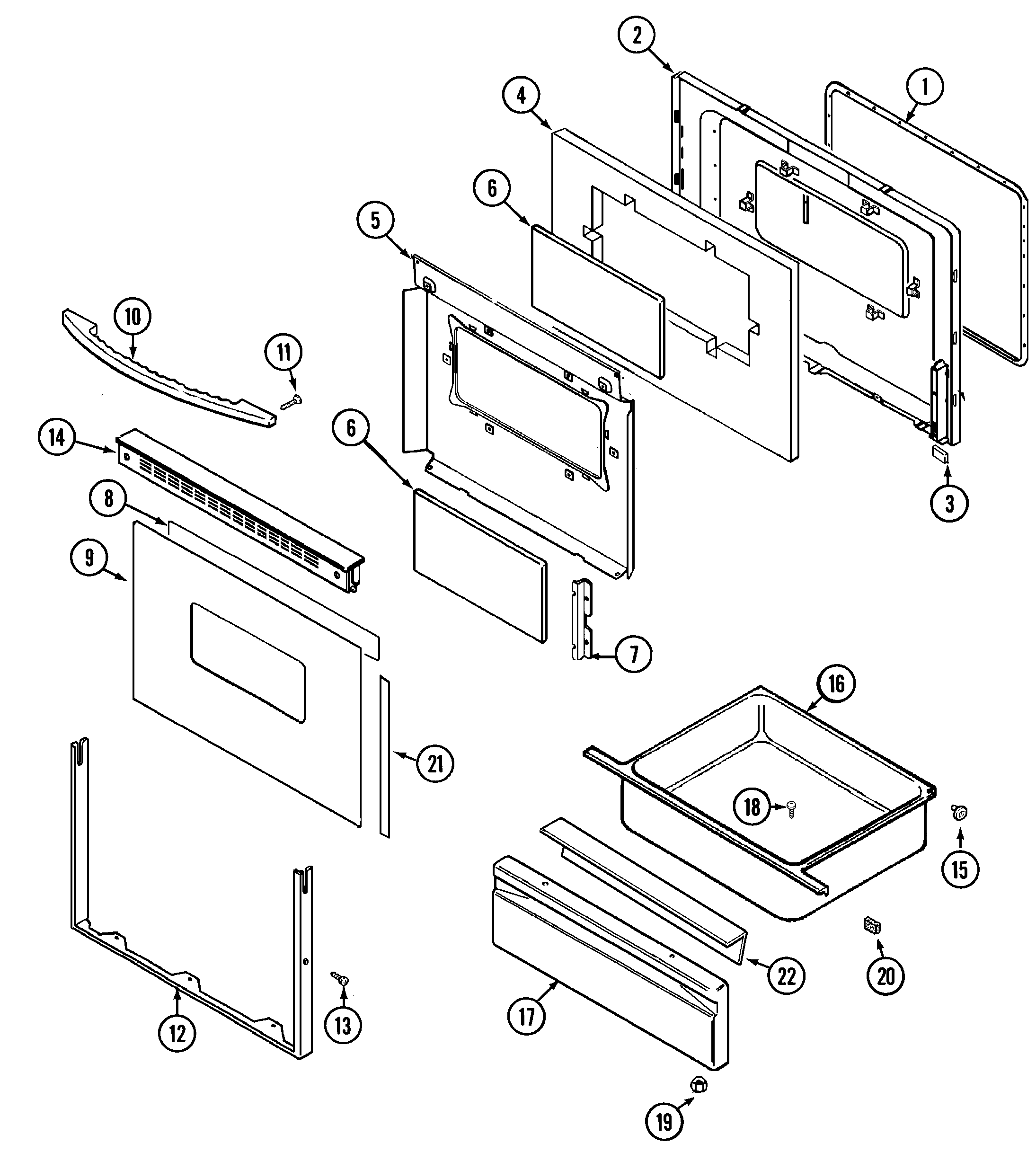 Maytag PGR5705BDT door/drawer diagram