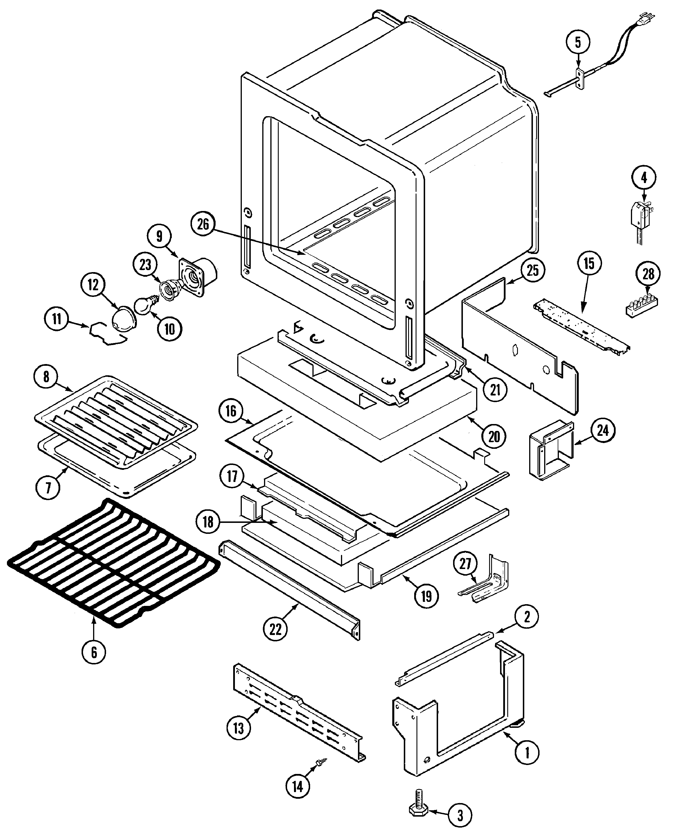 Maytag PGR5715BDQ oven/base diagram