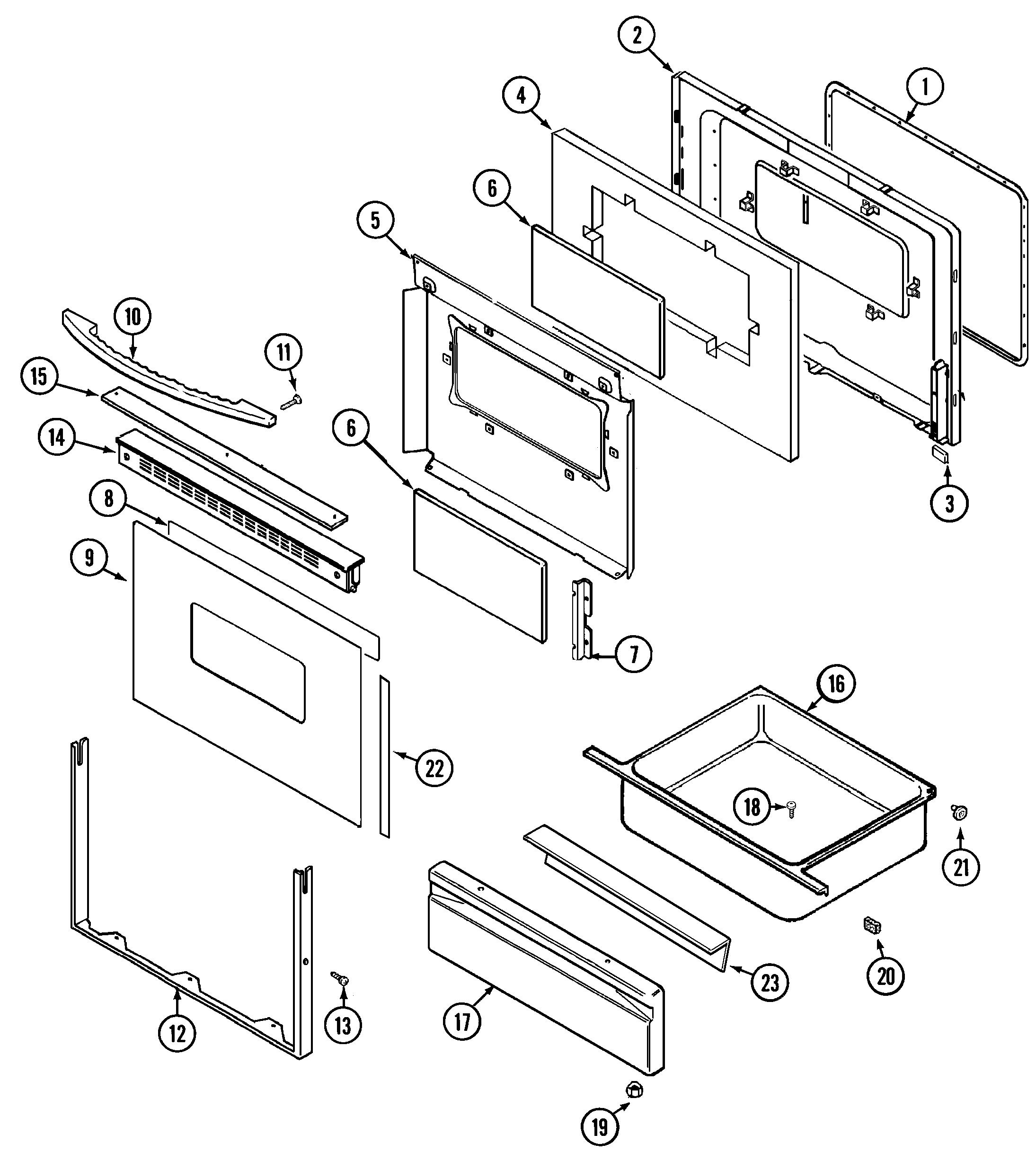 Maytag PGR5715BDQ door/drawer diagram
