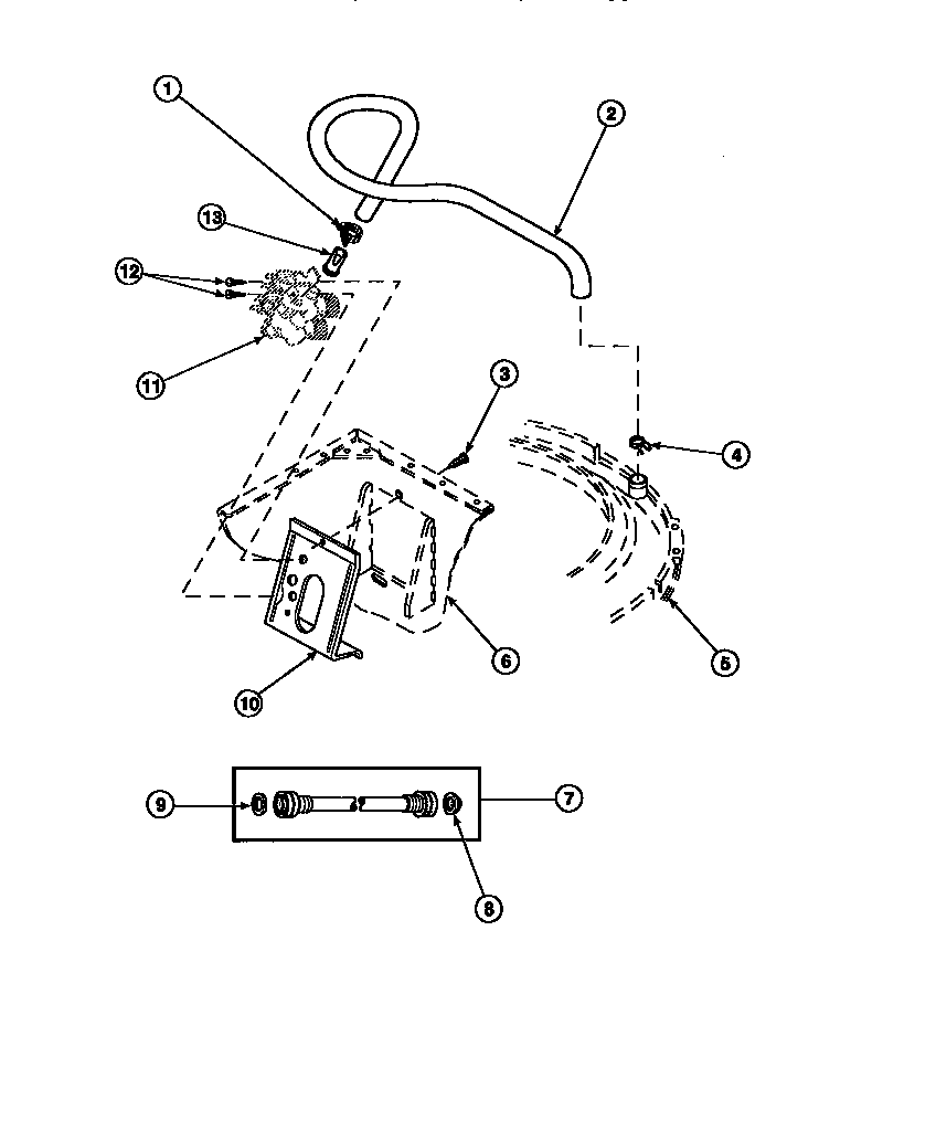 Amana LW8303W2-PLW8303W2 inlet/fill hose & mixing vlv mtg brkt diagram