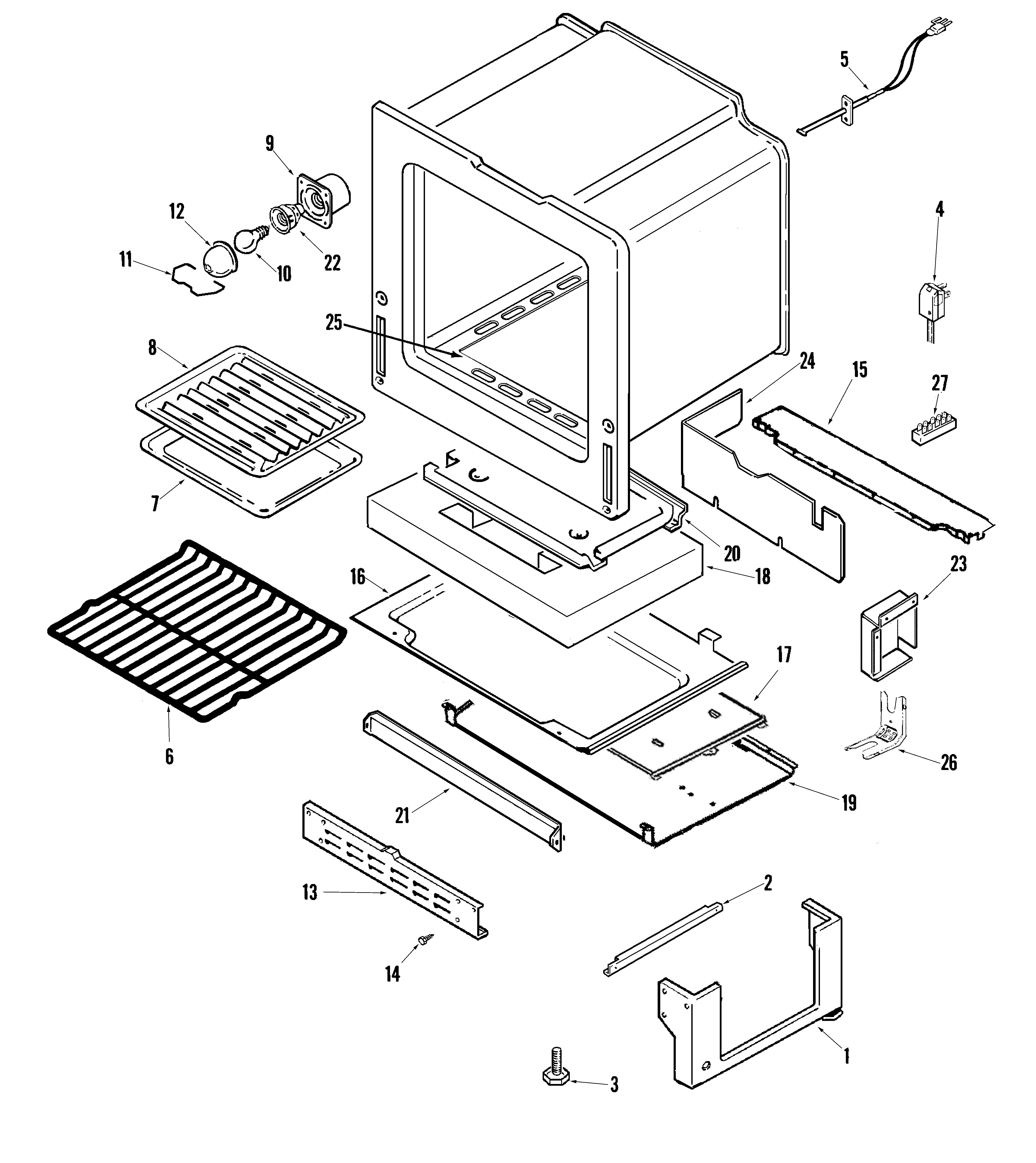 Admiral LGR3725ADC oven/base diagram