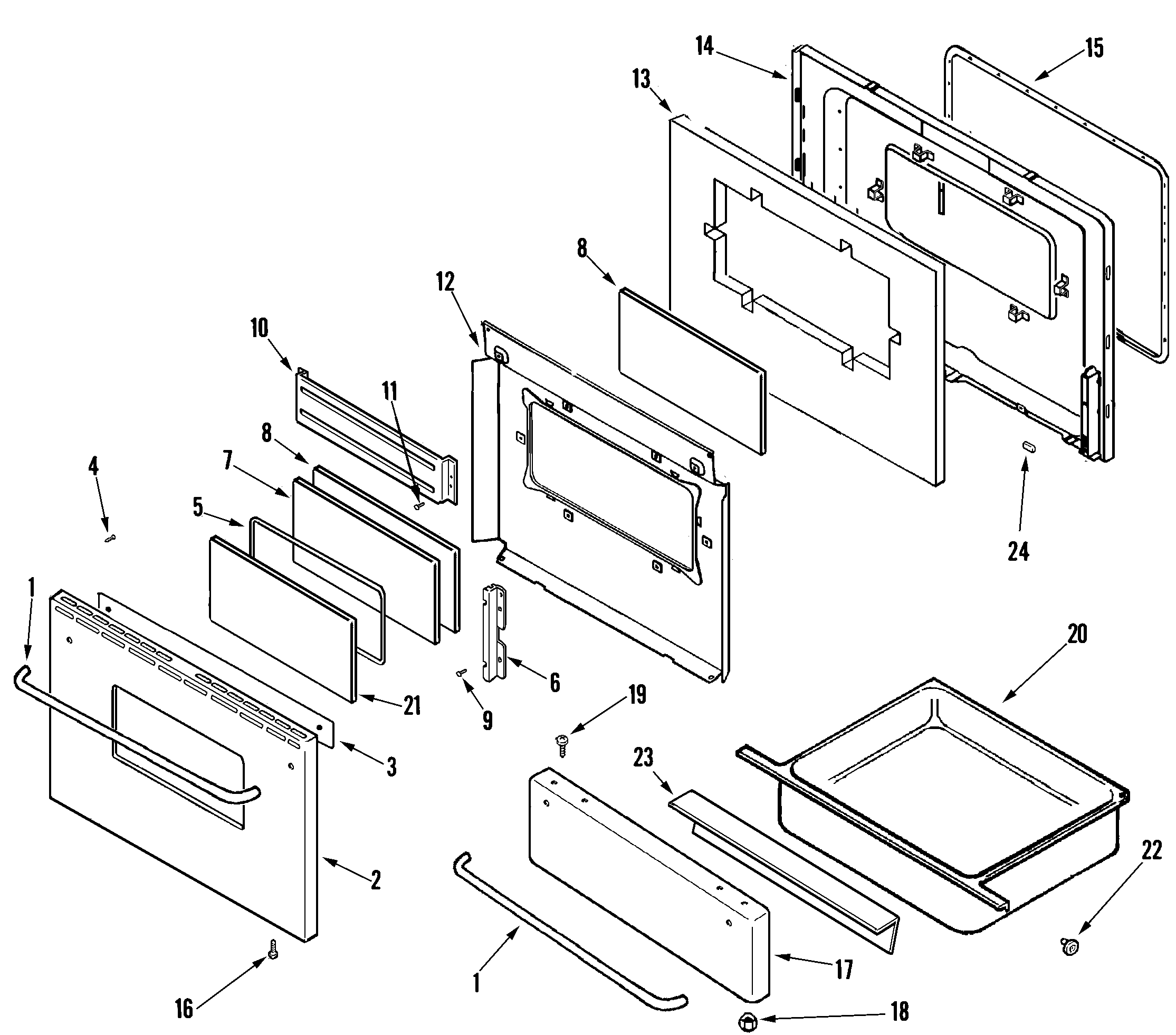 Admiral LGR3725ADC door/drawer diagram