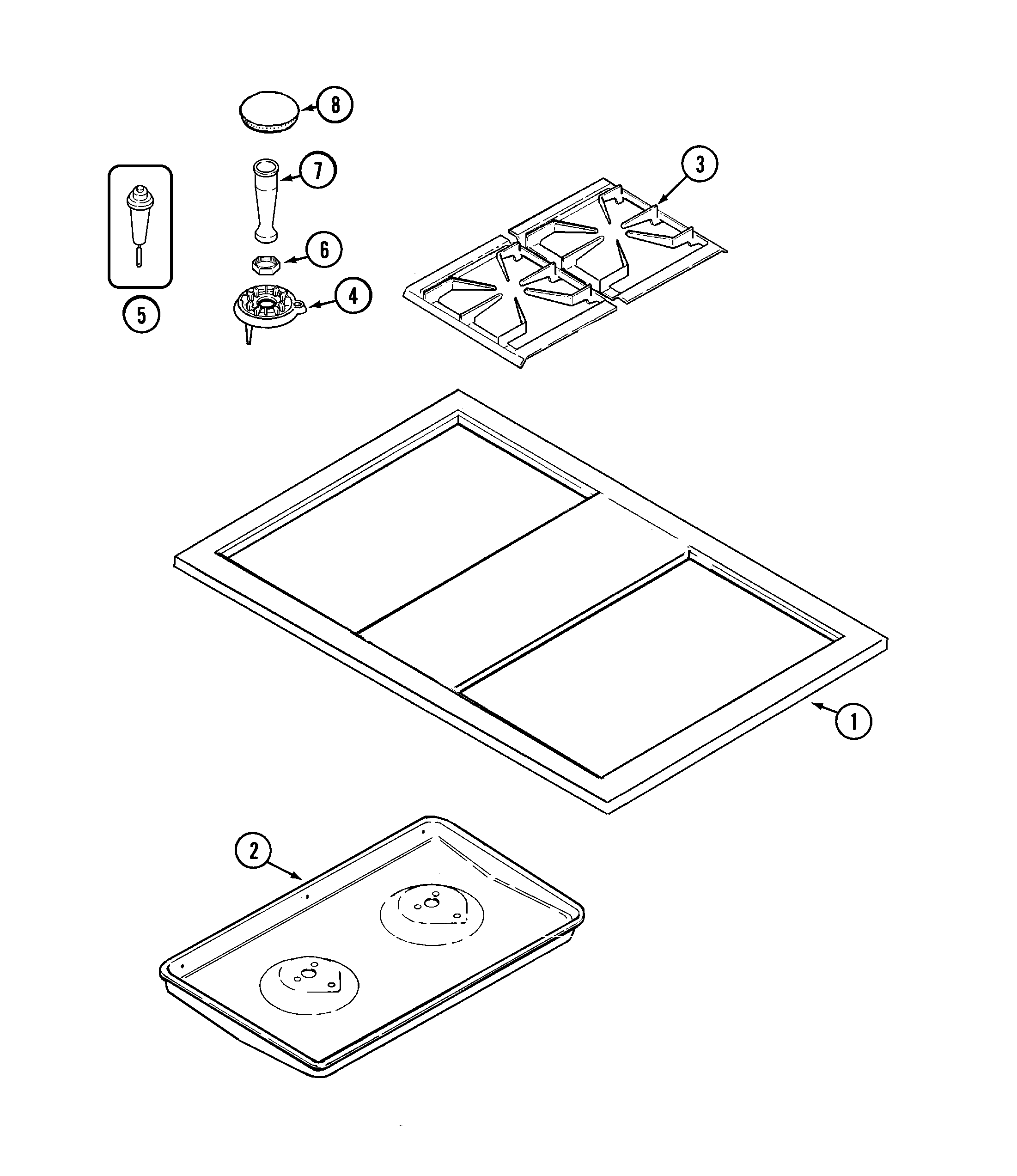 Jenn-Air CCGP2420PF top assembly diagram
