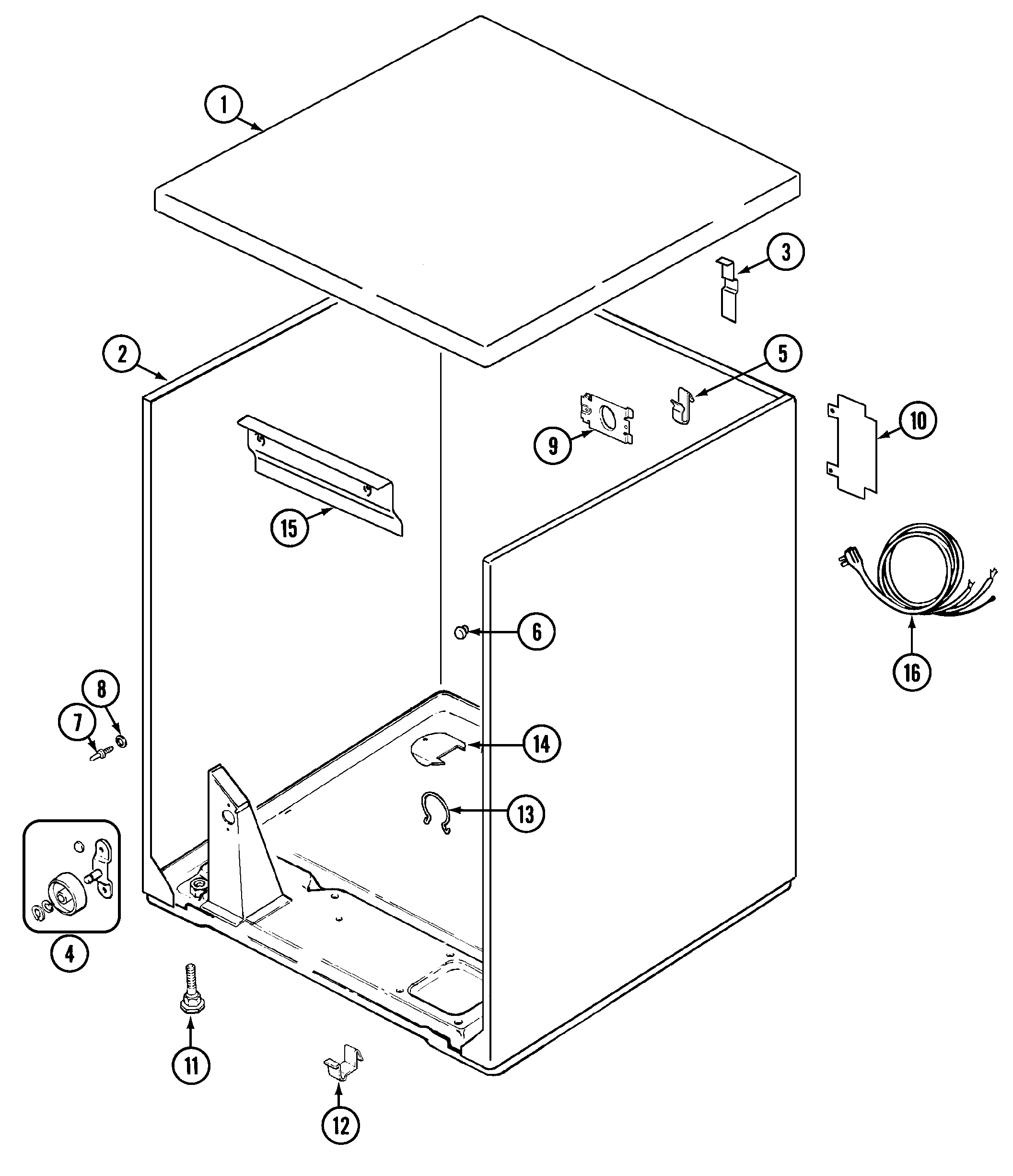 Crosley CDE6000W cabinet diagram