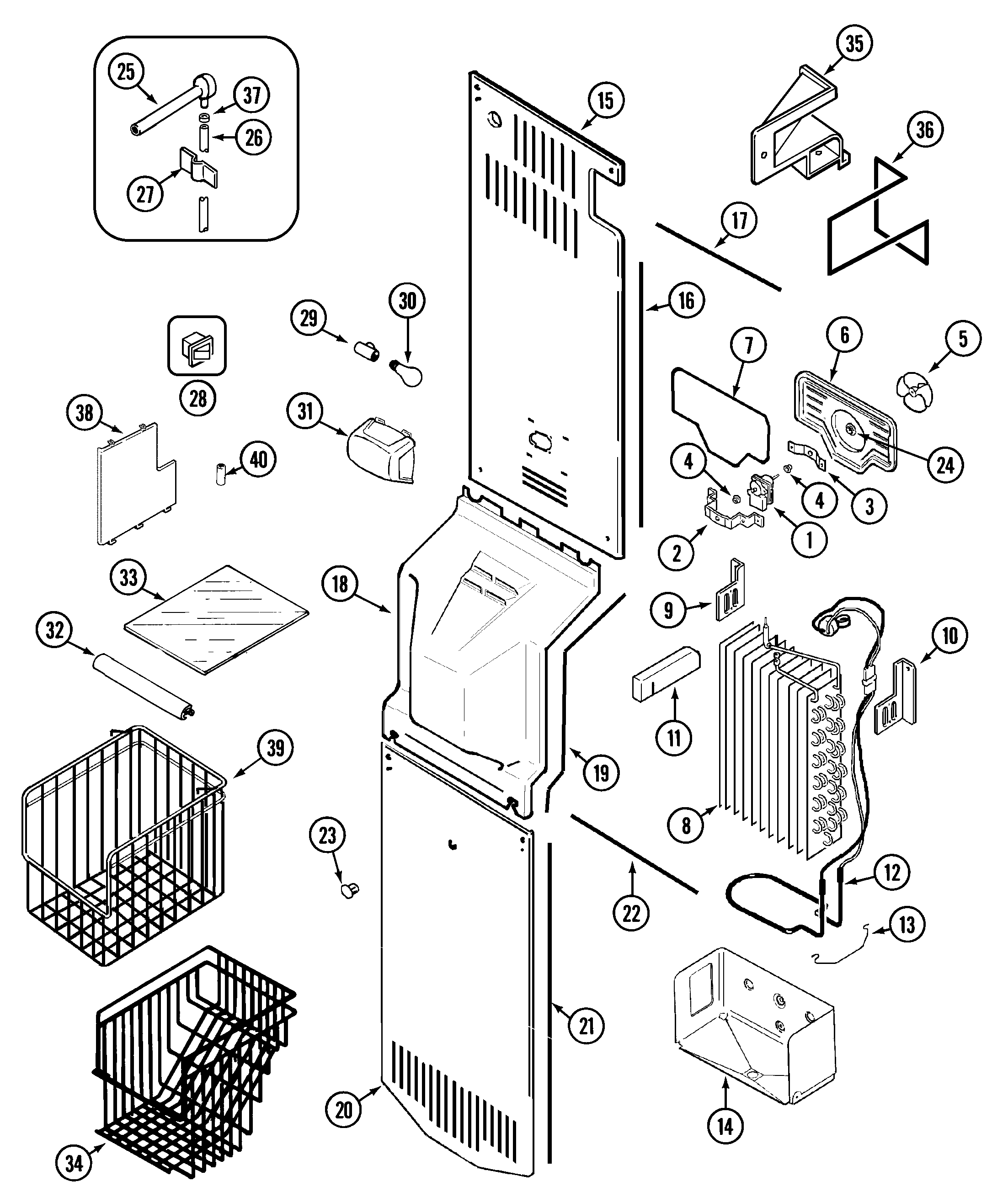 Jenn-Air JCD2289AES freezer compartment diagram