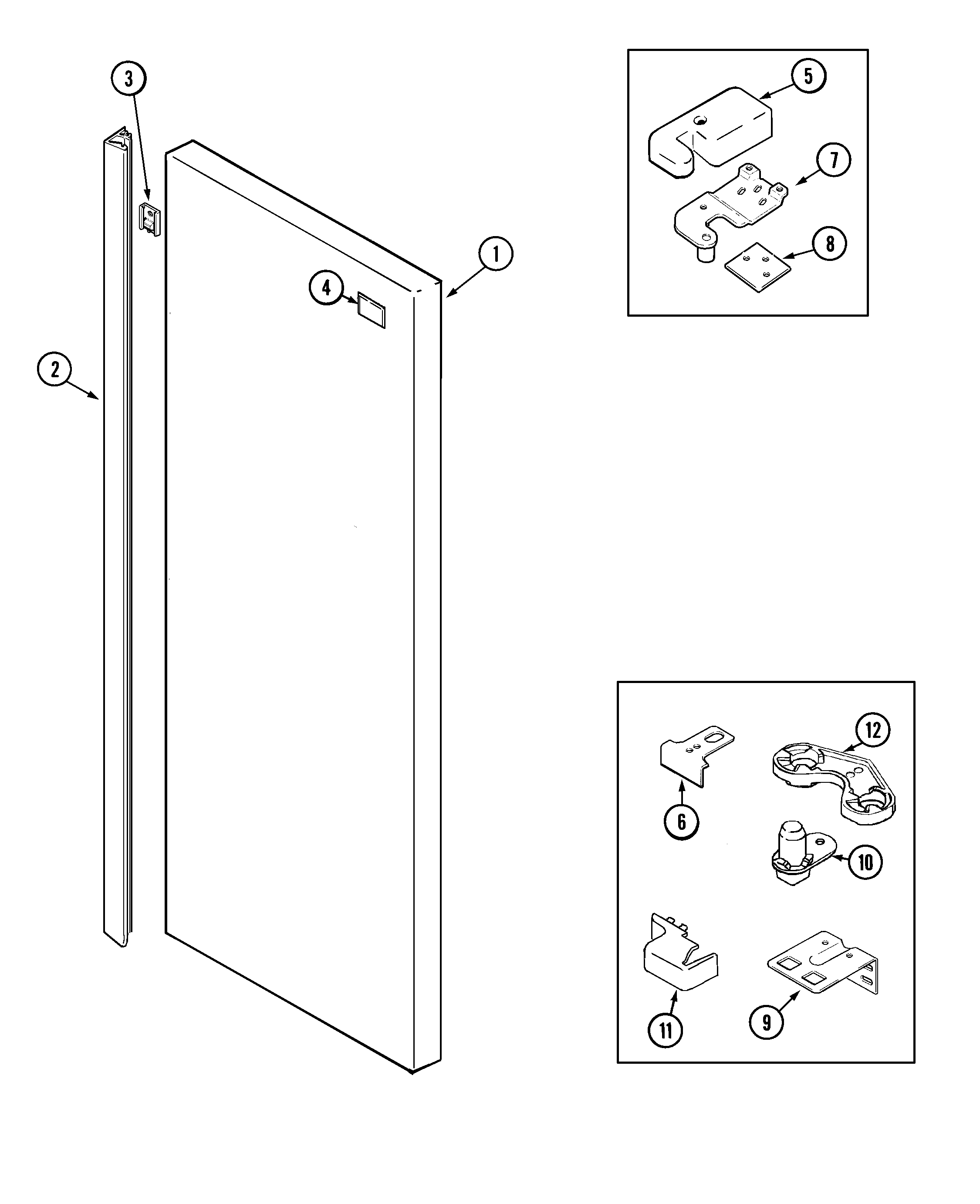 Jenn-Air JCD2289AES fresh food outer door (jcd2289aes) diagram
