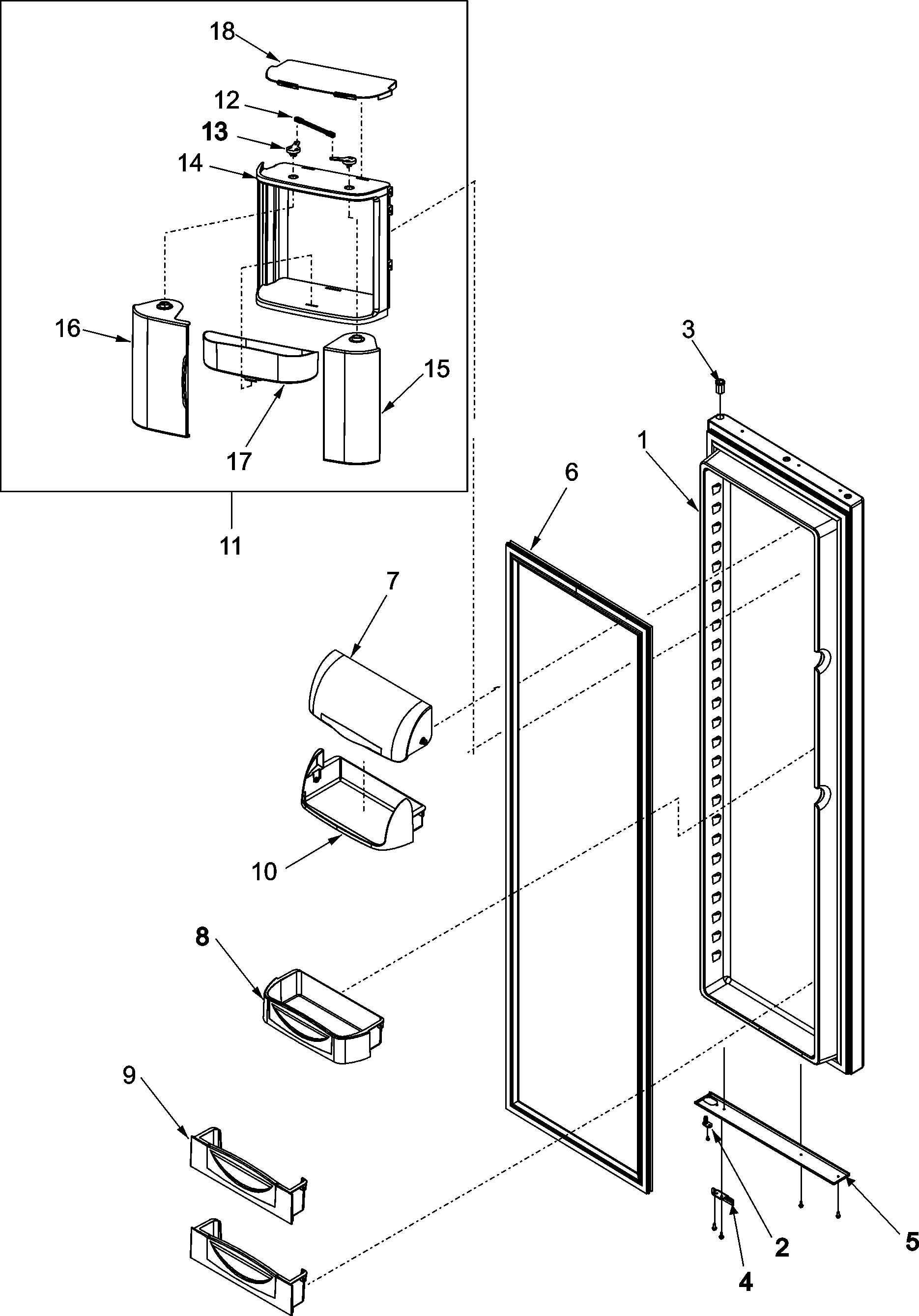 Jenn-Air JCB2282HTB refrigerator door diagram