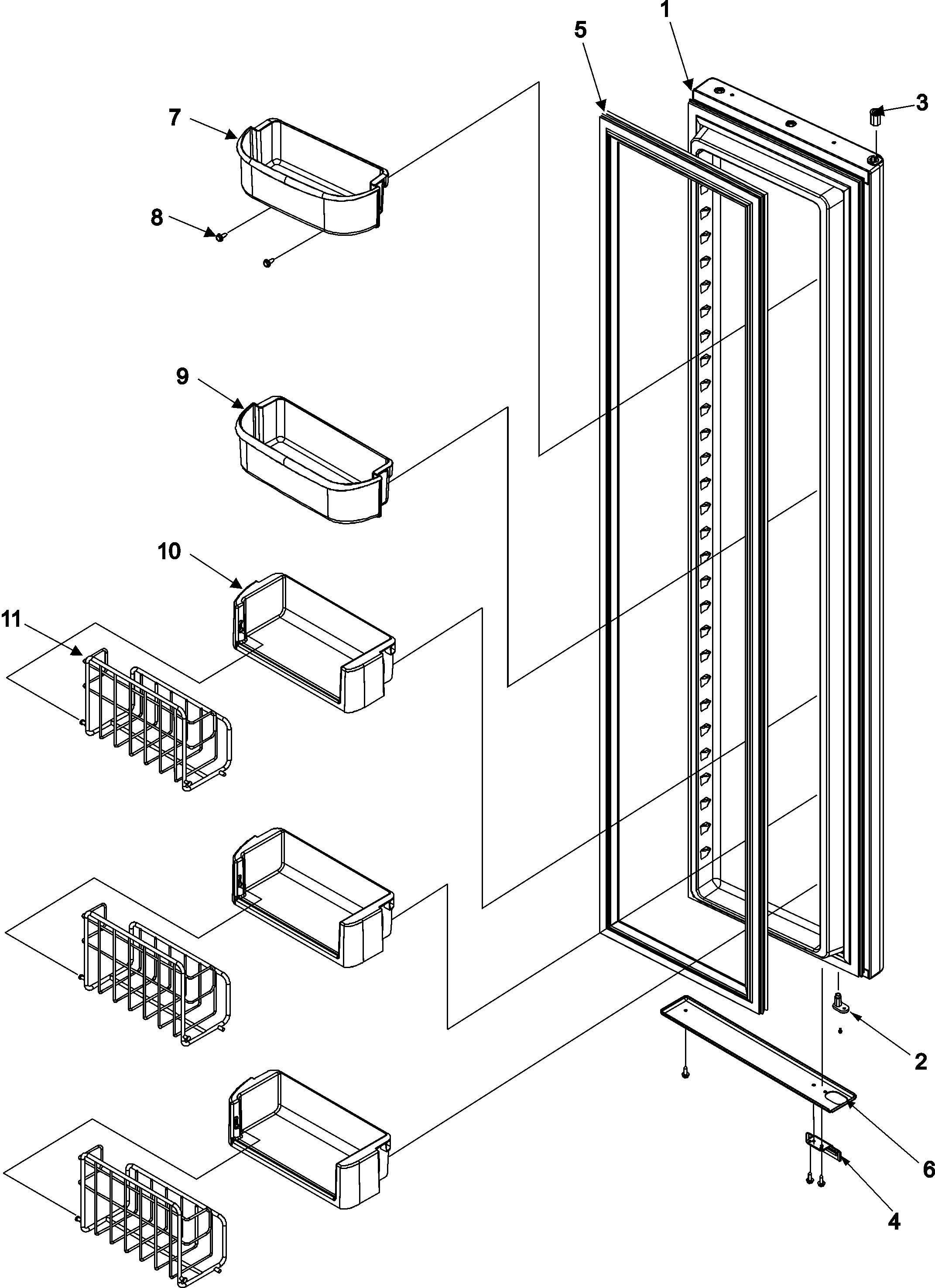 Jenn-Air JCB2282HTB freezer door diagram