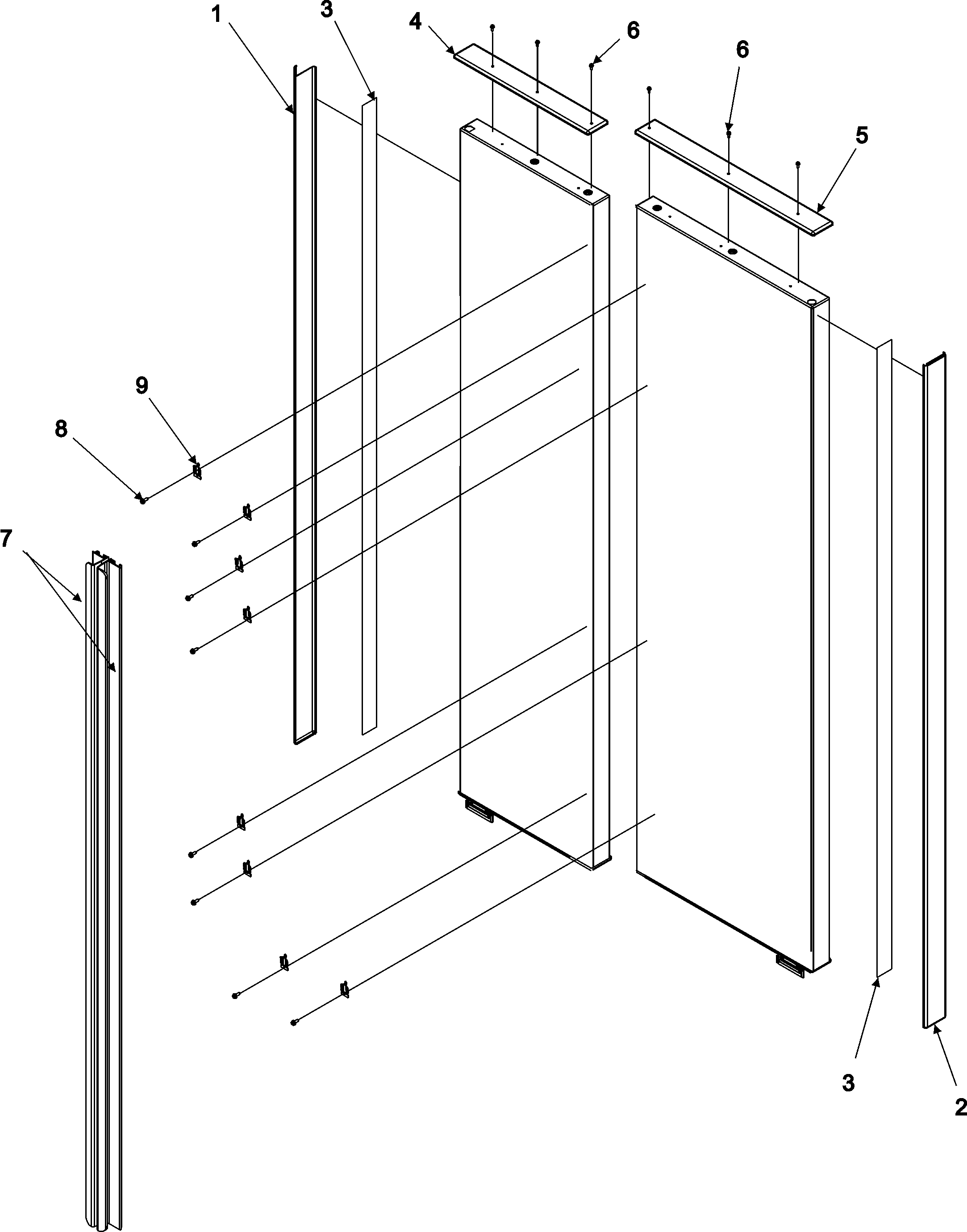 Jenn-Air JCB2282HTB handles and trim diagram