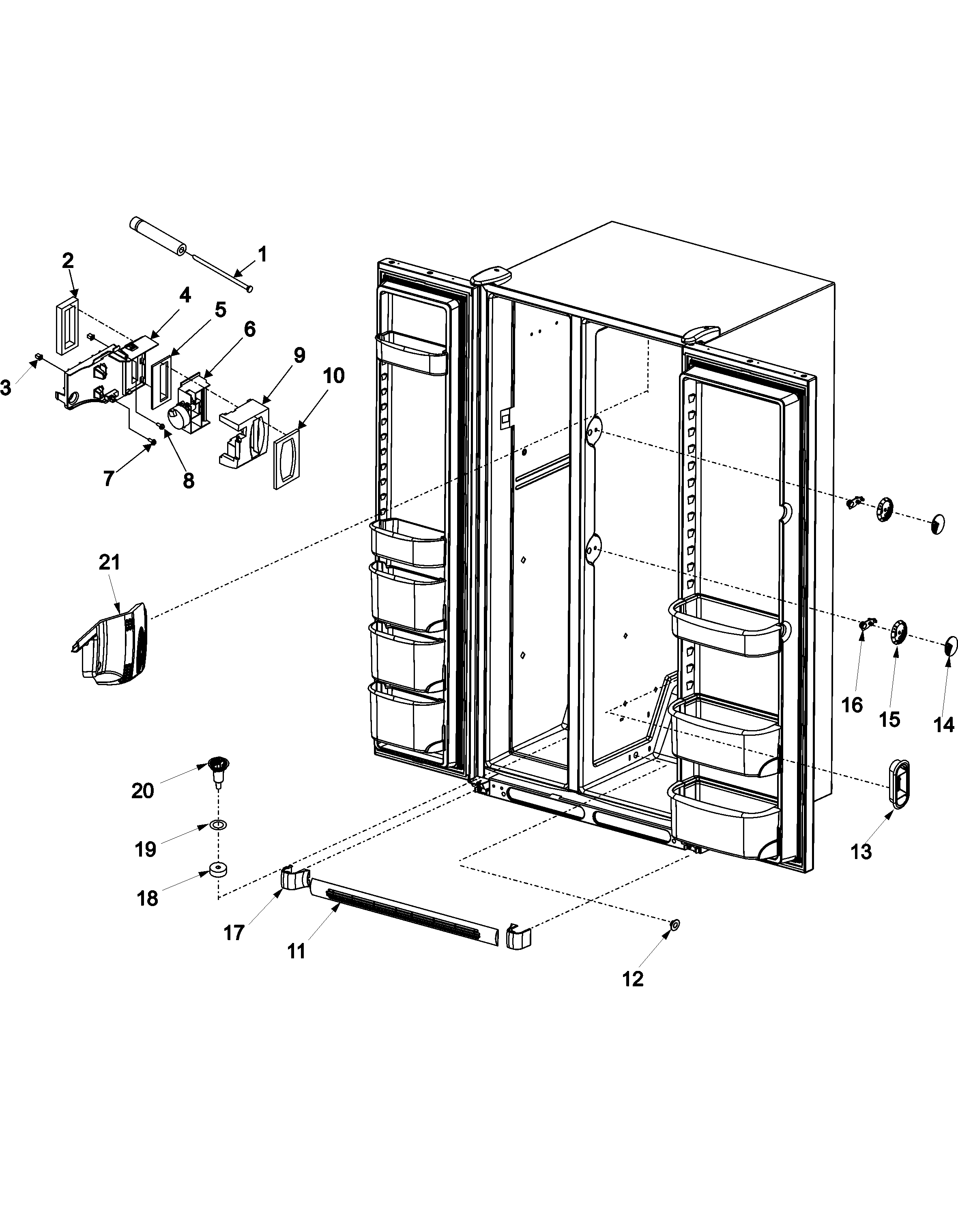 Jenn-Air JCB2282HTB elec control and toe grille diagram