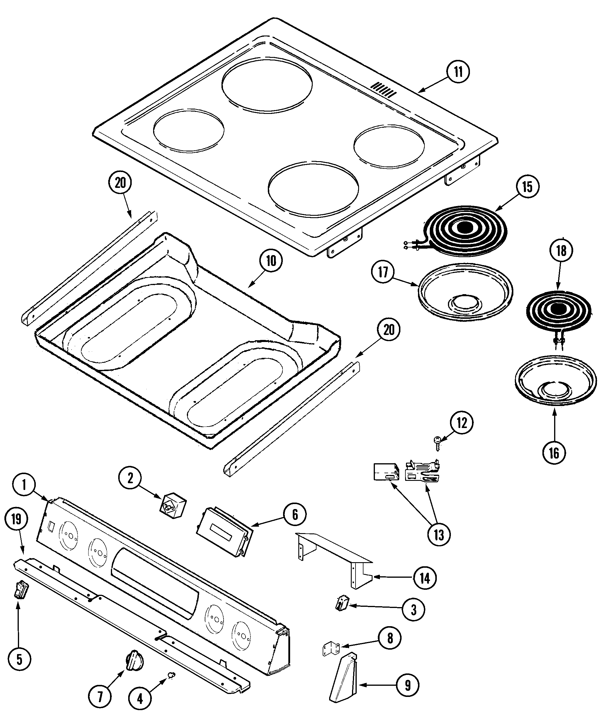 Maytag MES5570AAB top assembly diagram