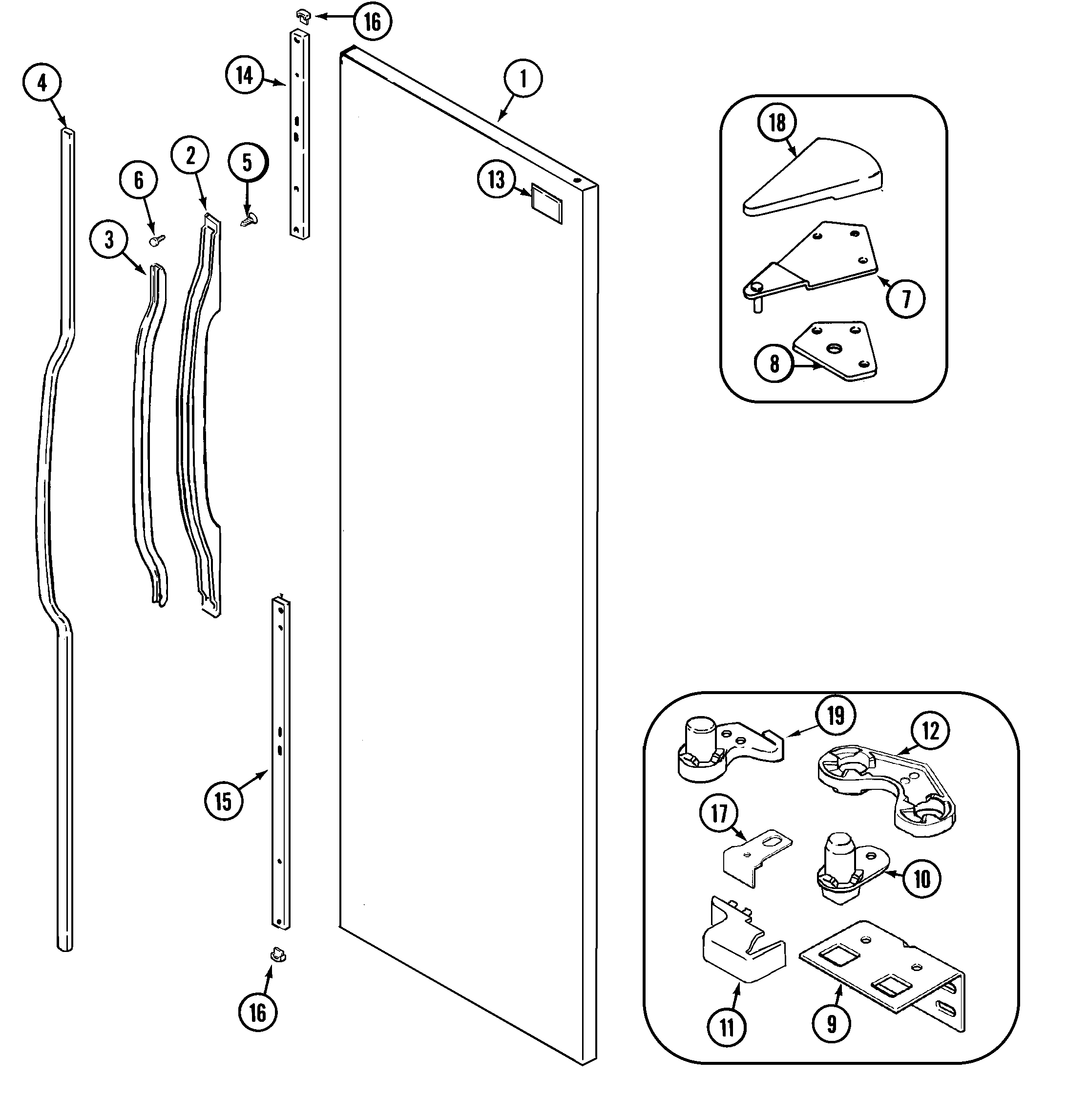 Maytag GS2414CXFQ fresh food outer door diagram