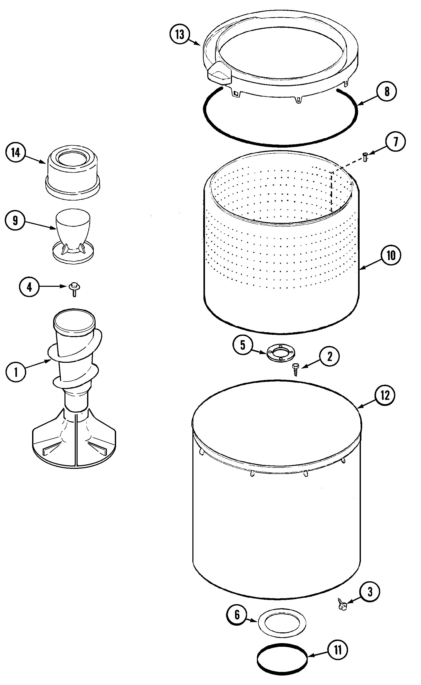 Maytag MAV5000AWW tub diagram