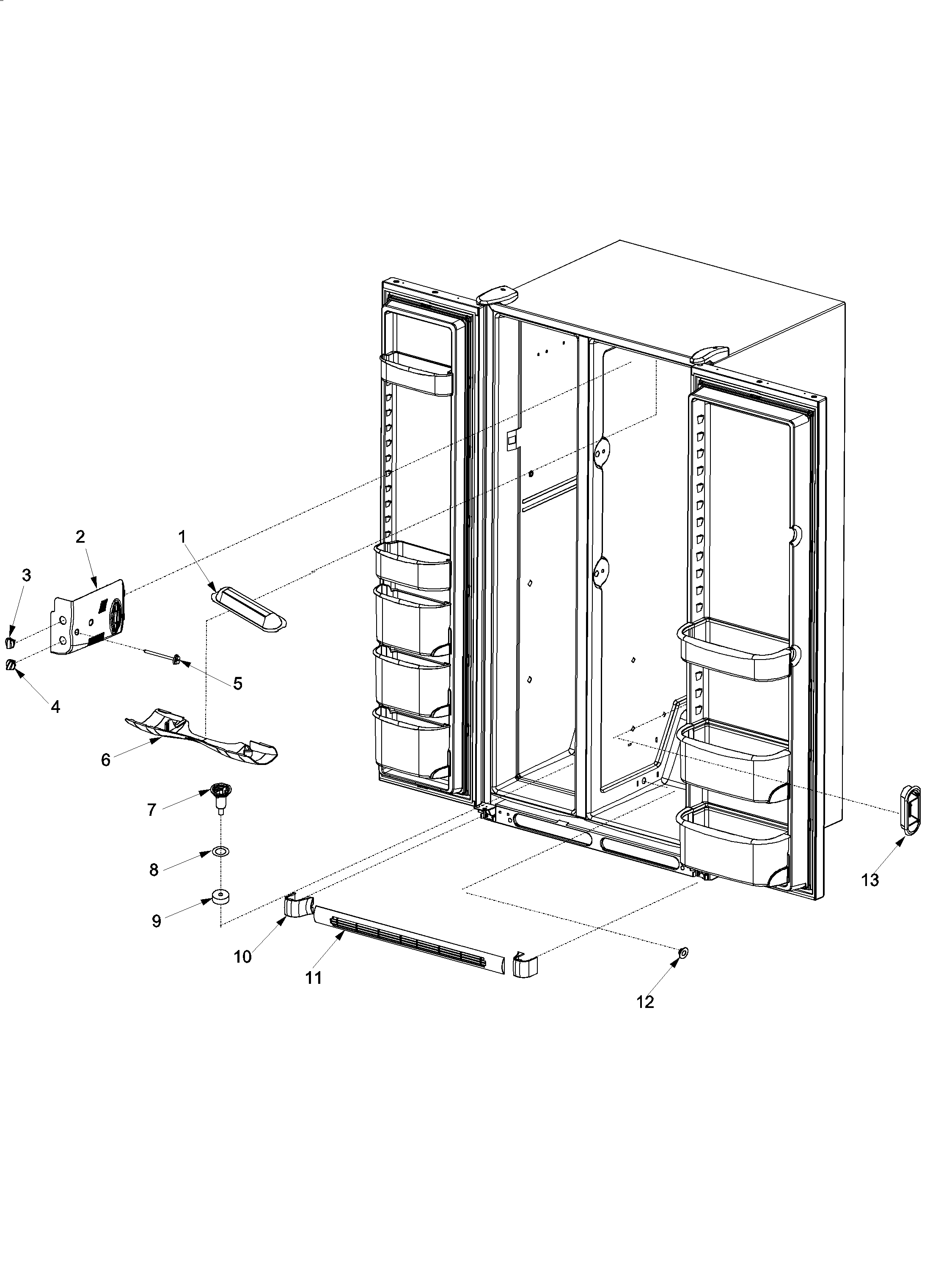 Amana DRS2660BW-PDRS2660BW0 light covers and toe grille diagram