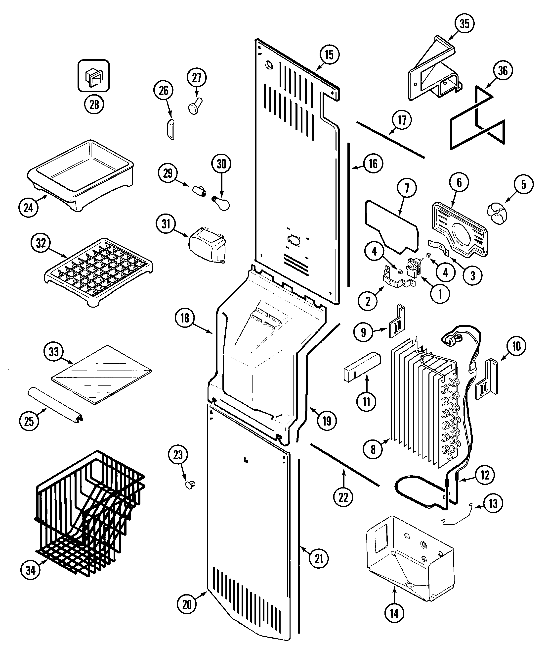 Maytag GS2126PADB freezer compartment (gs2126padb) diagram
