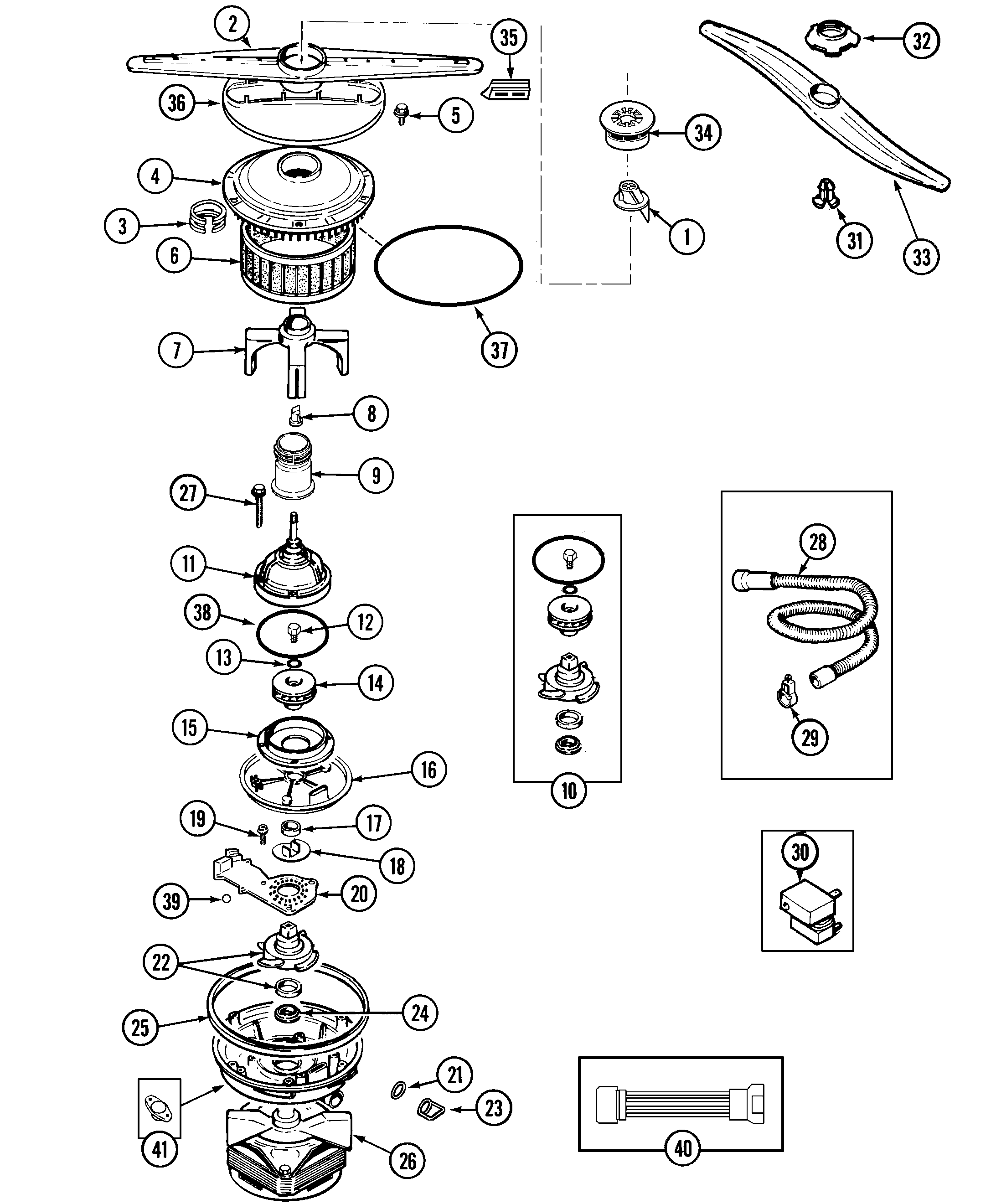 Jenn-Air JDB6510AWP pump & motor diagram