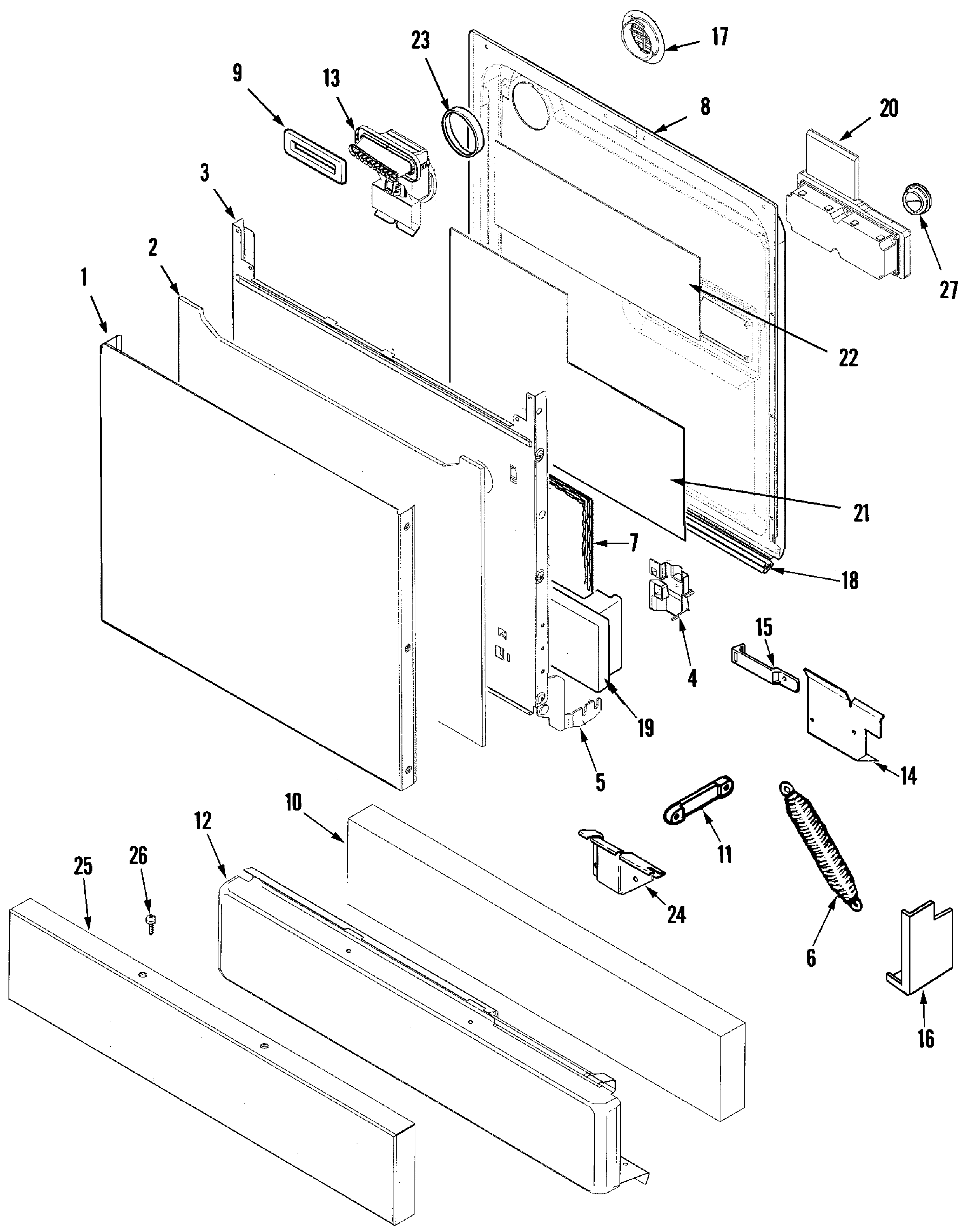 Jenn-Air JDB6510AWP door diagram