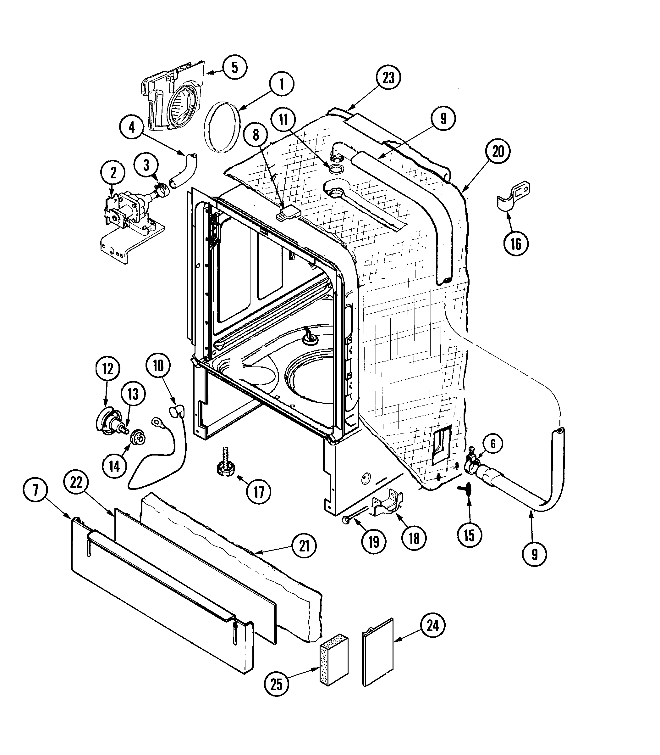 Jenn-Air JDB8910AWS outer tub diagram