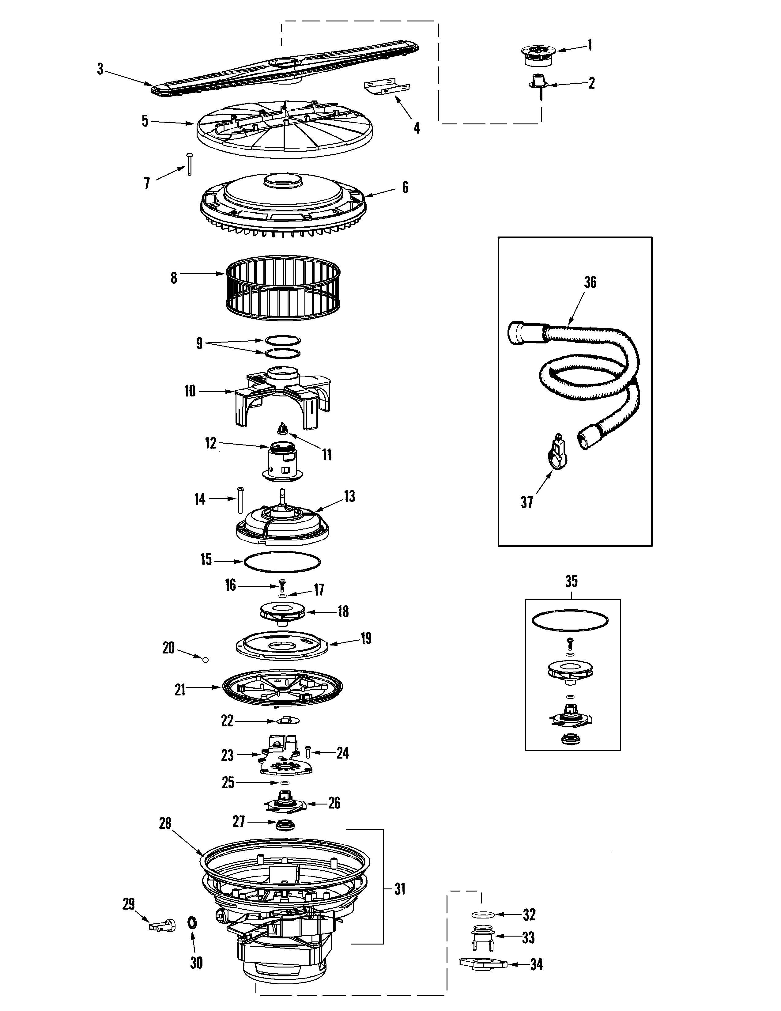 Maytag MDB6650AWQ pump & motor diagram