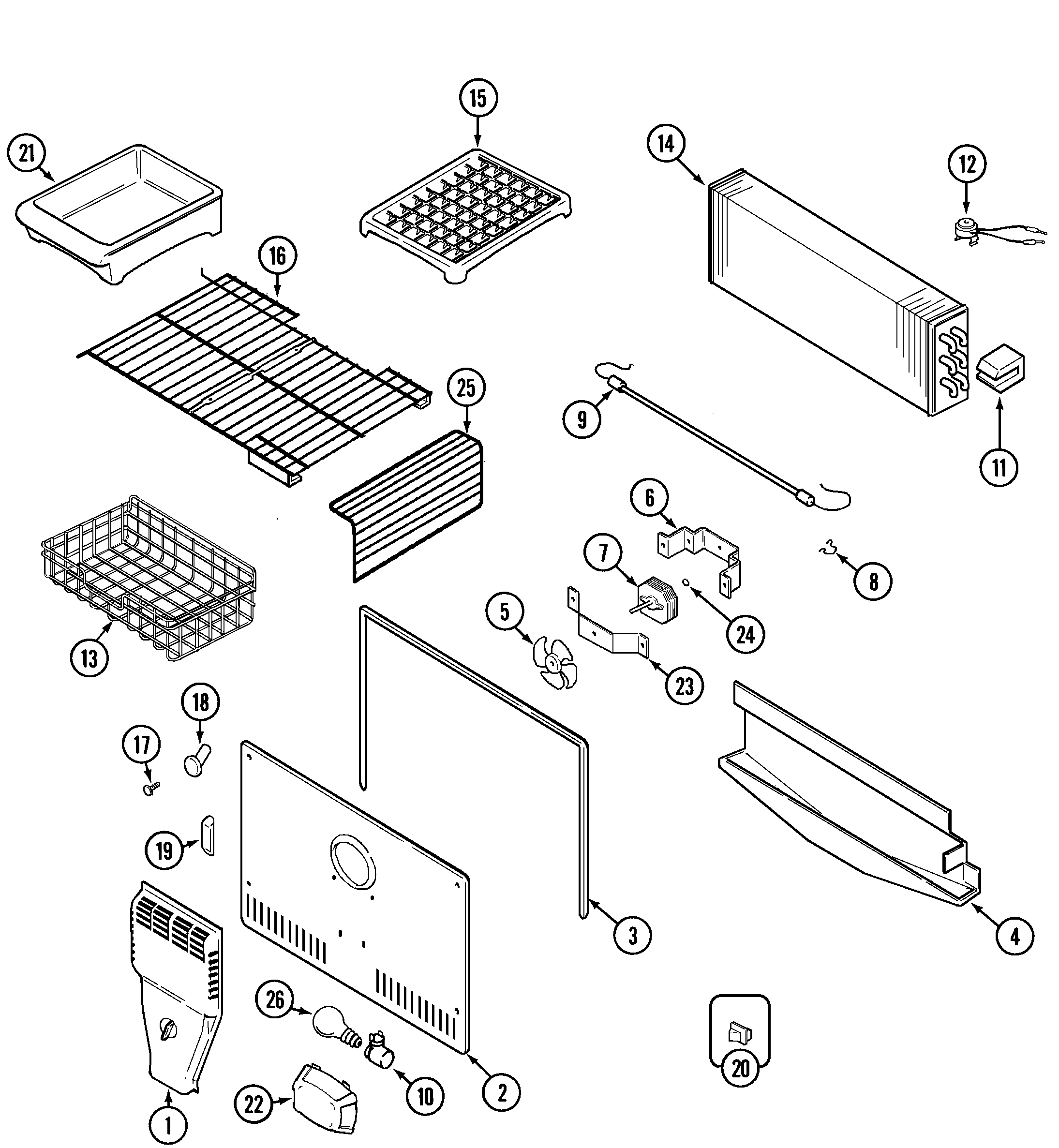 Maytag GT2127PEGW freezer compartment diagram