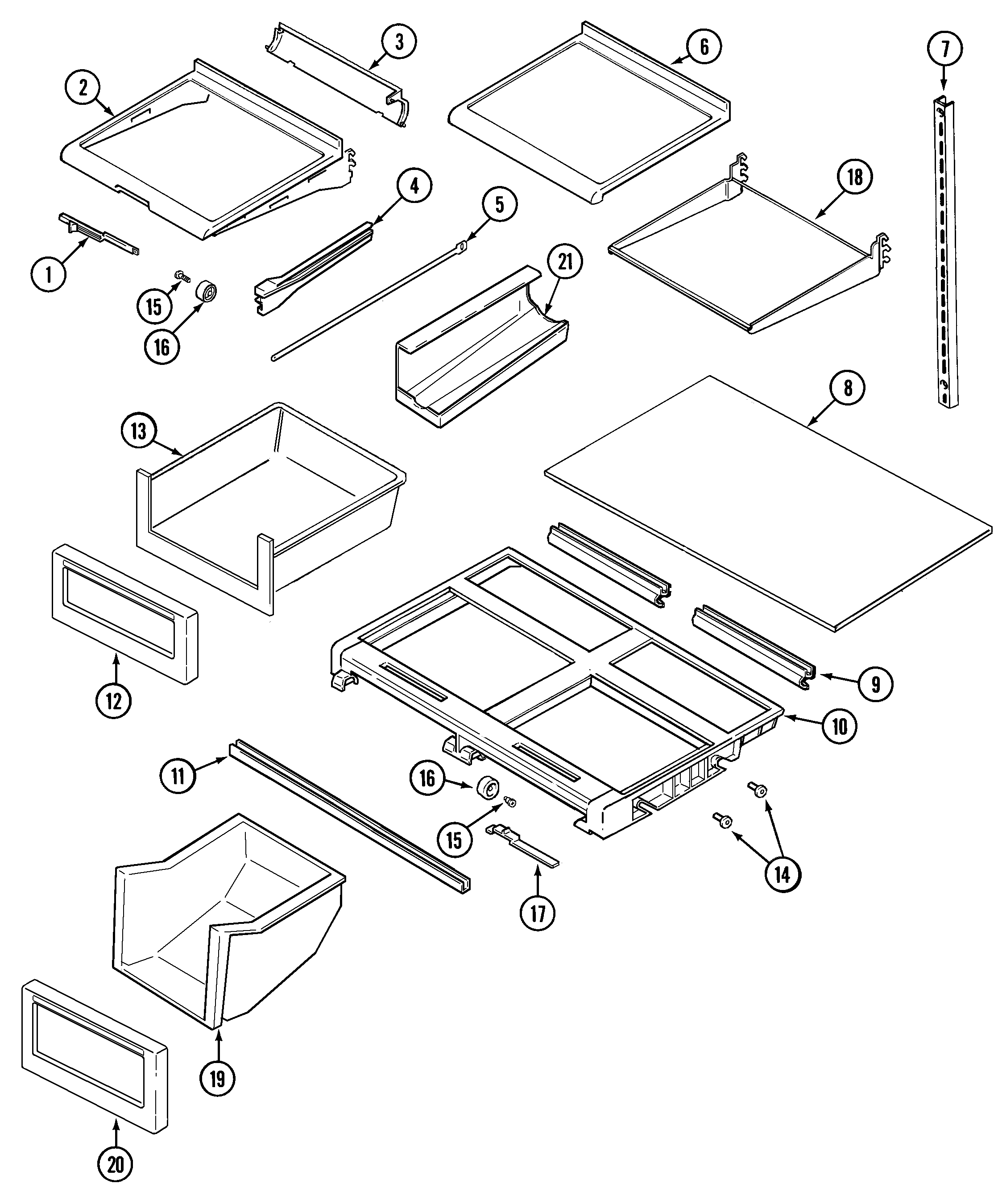 Maytag GT2127PEGW shelves & accessories diagram