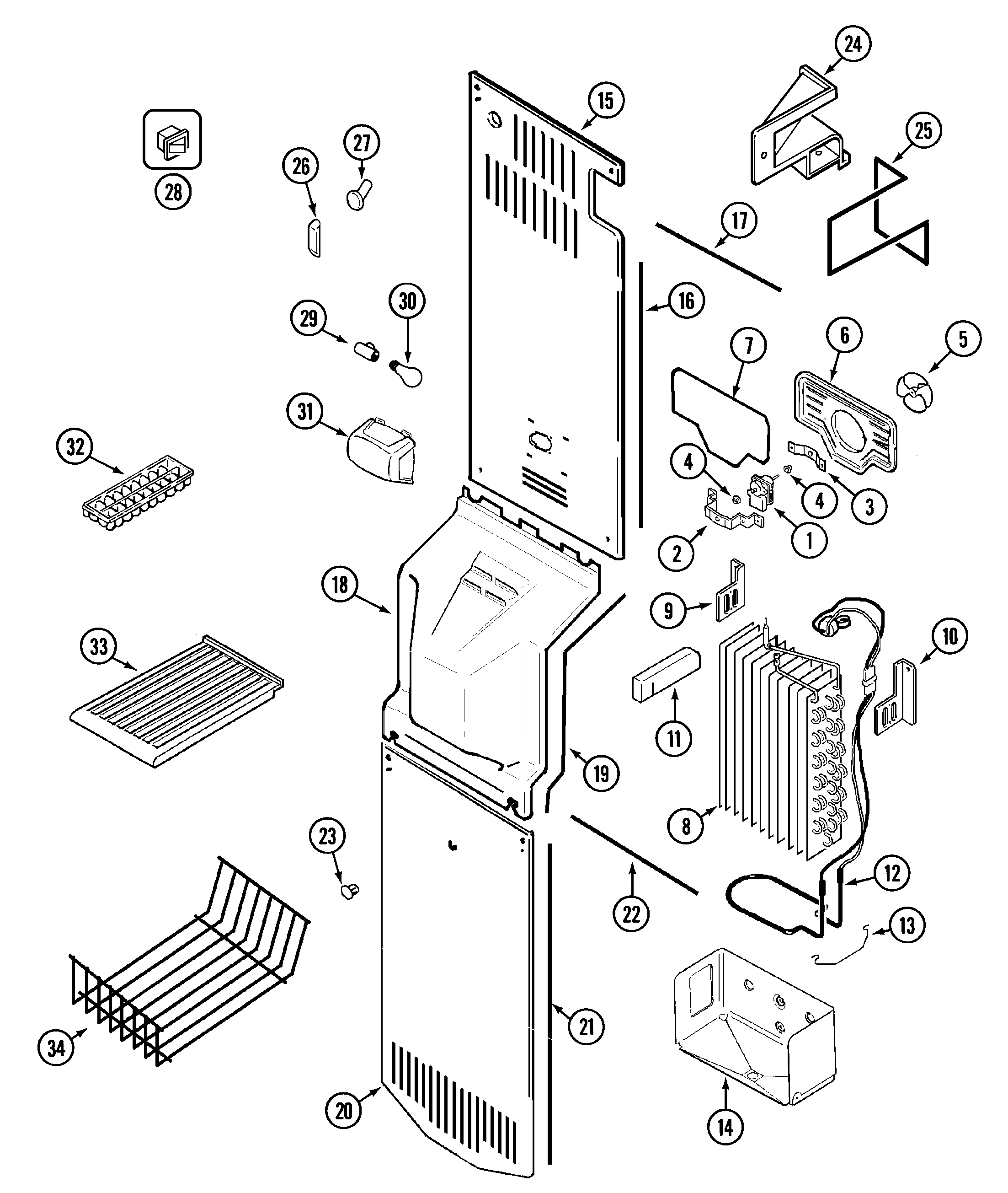 Maytag GS2182NKGQ freezer compartment diagram