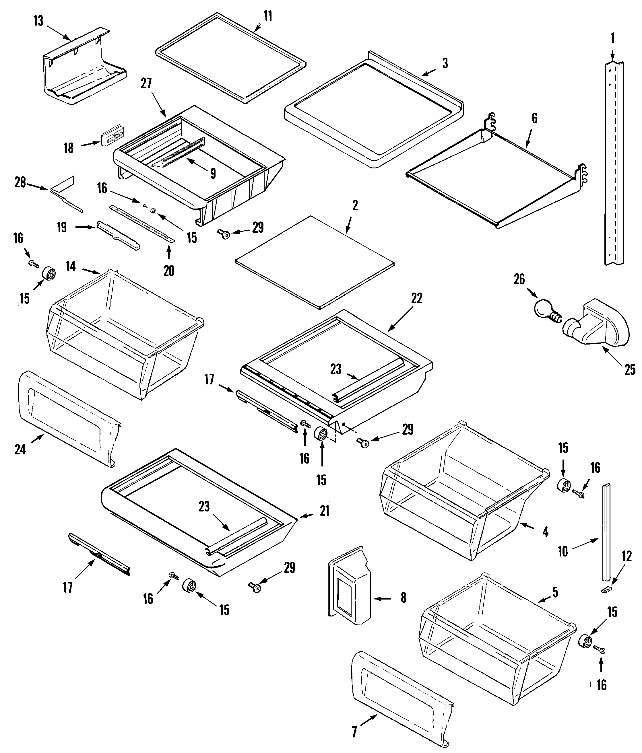 Maytag GS2327GEHW shelves & accessories diagram