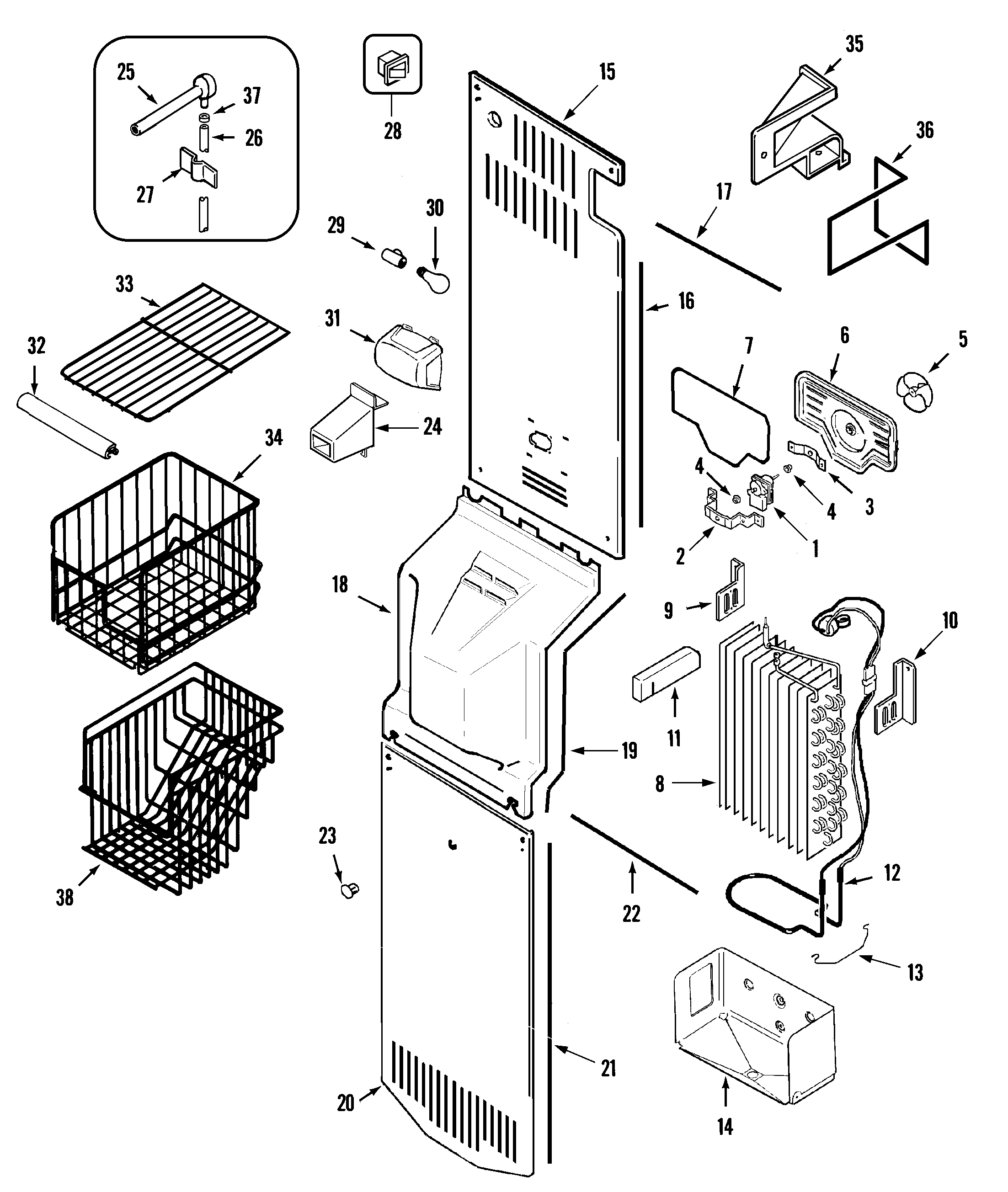 Maytag GS2327GEHW freezer compartment diagram