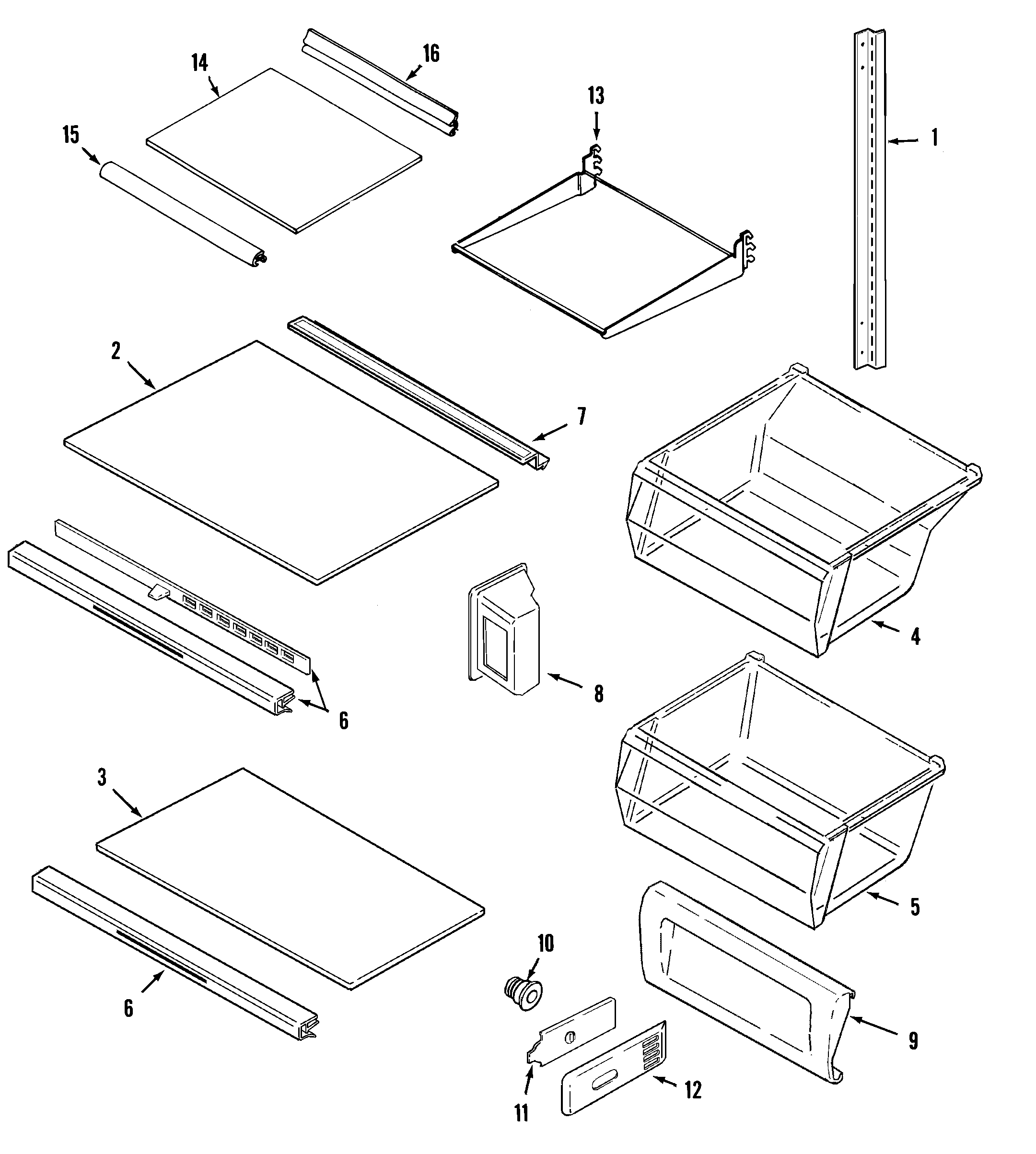 Maytag GS2124SEDA shelves & accessories diagram