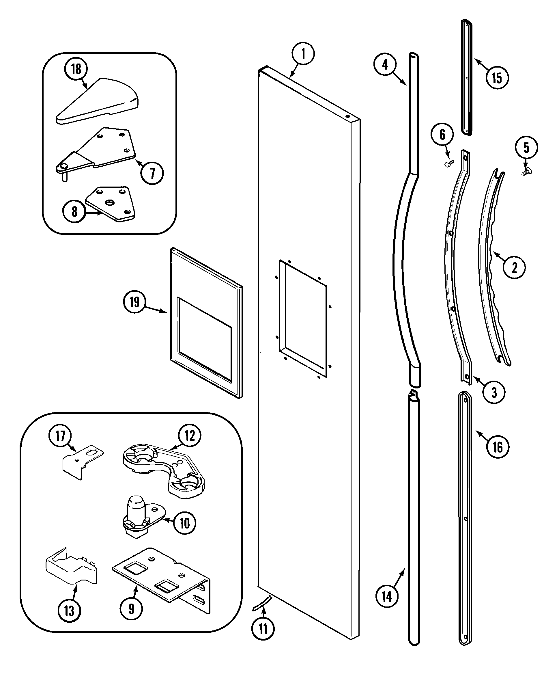 Maytag GS2124SEDA freezer outer door diagram