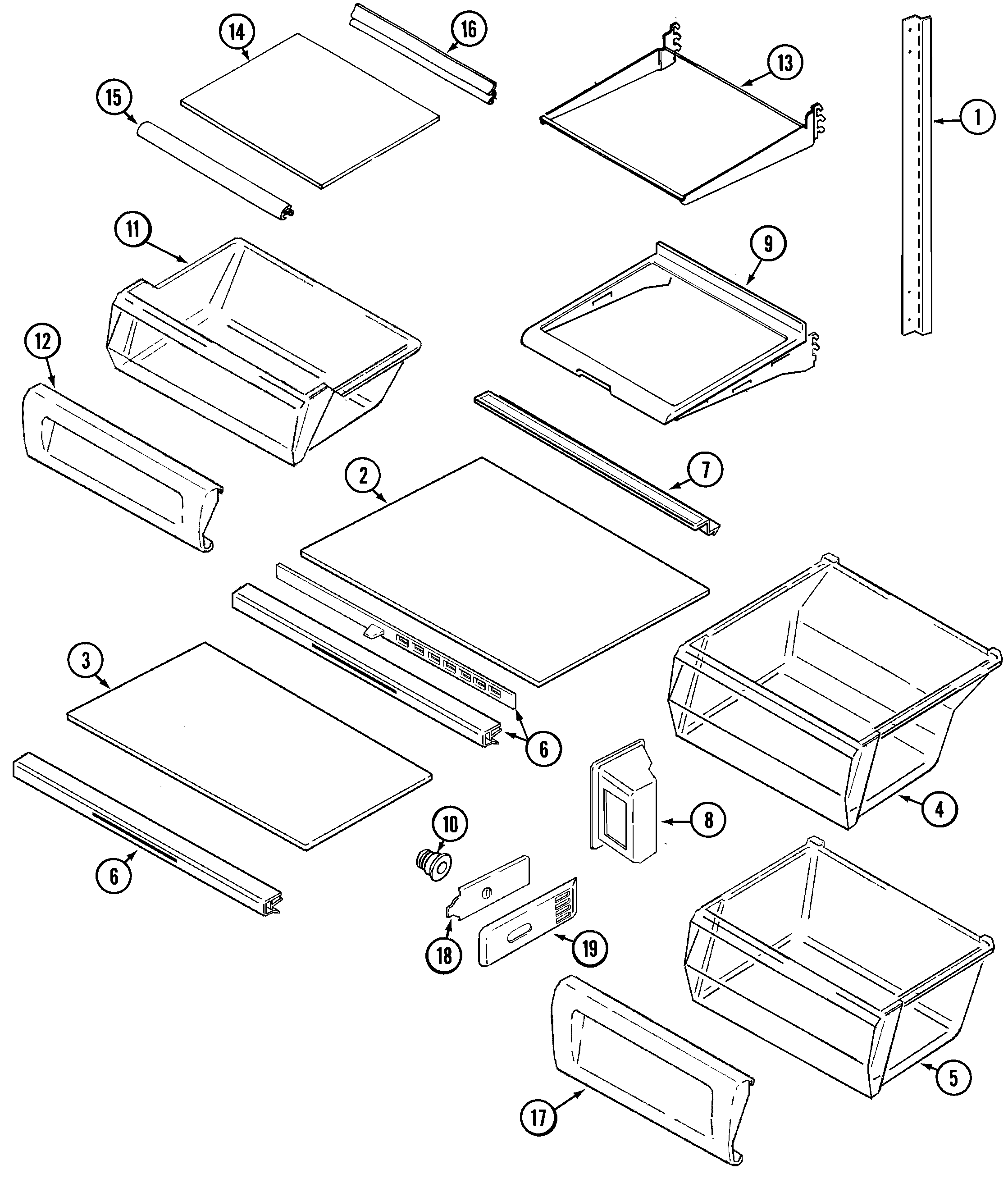 Maytag GS2126CEDW shelves & accessories diagram