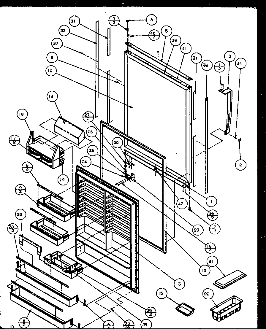 Amana TZ21Q2W-P1111713WW ref door (ebony) diagram